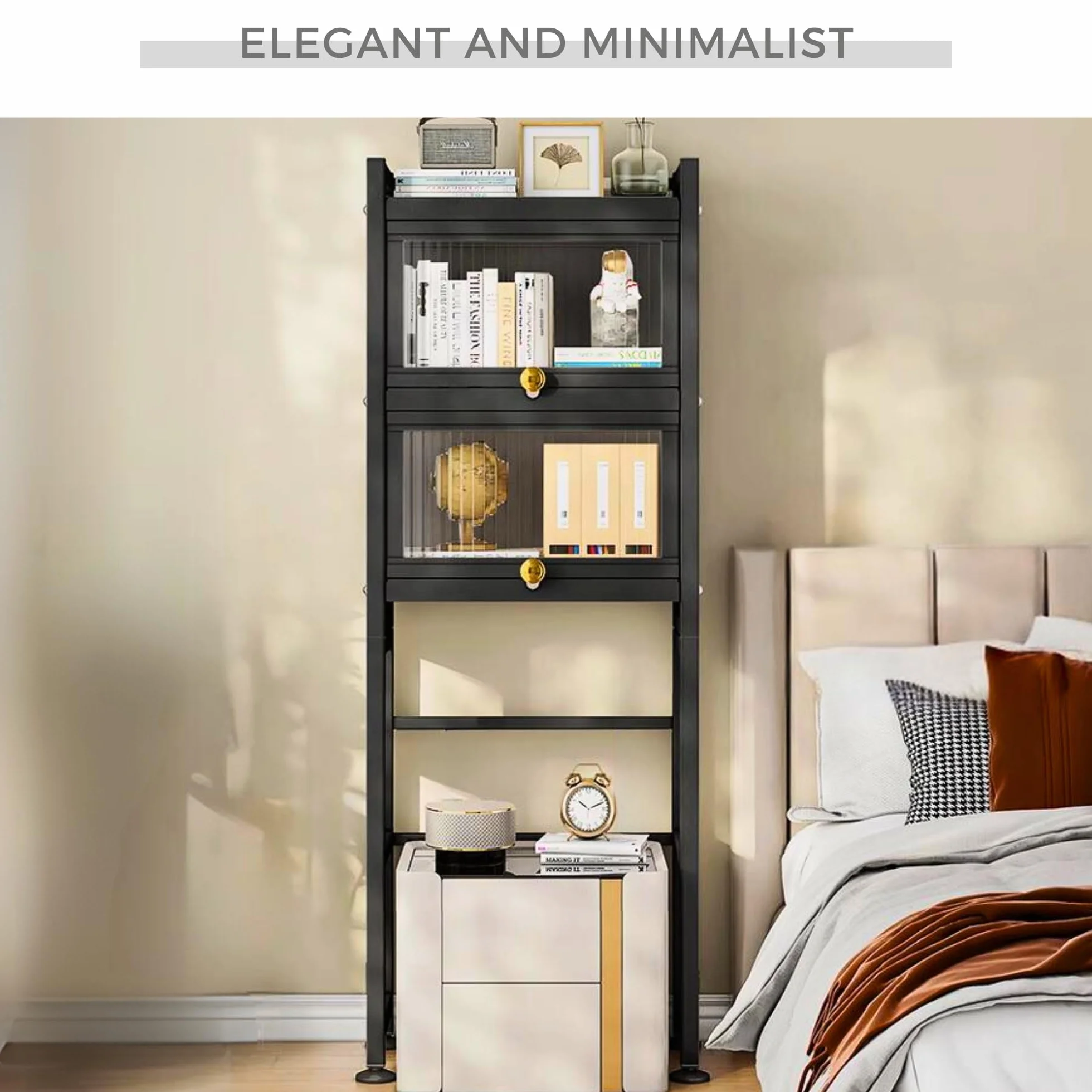 MAGIC SELECT Estantería sobre Inodoro con Puertas Abatibles | Estante de WC Organizador Multiusos | Estantería de Almacenamiento de Baño | Ahorra Espacio con 3 Niveles | Patas Ajustables en Altura.