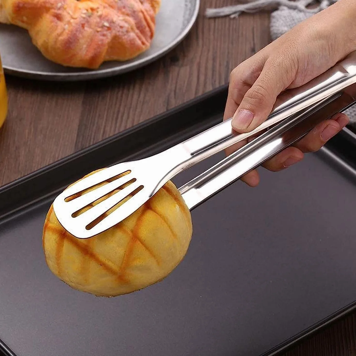 Pinzas de acero inoxidable para cocinar, barbacoa, ensalada, pastelería y postres, alicates duraderos resistentes al calor, ideales para barbacoa y cocina