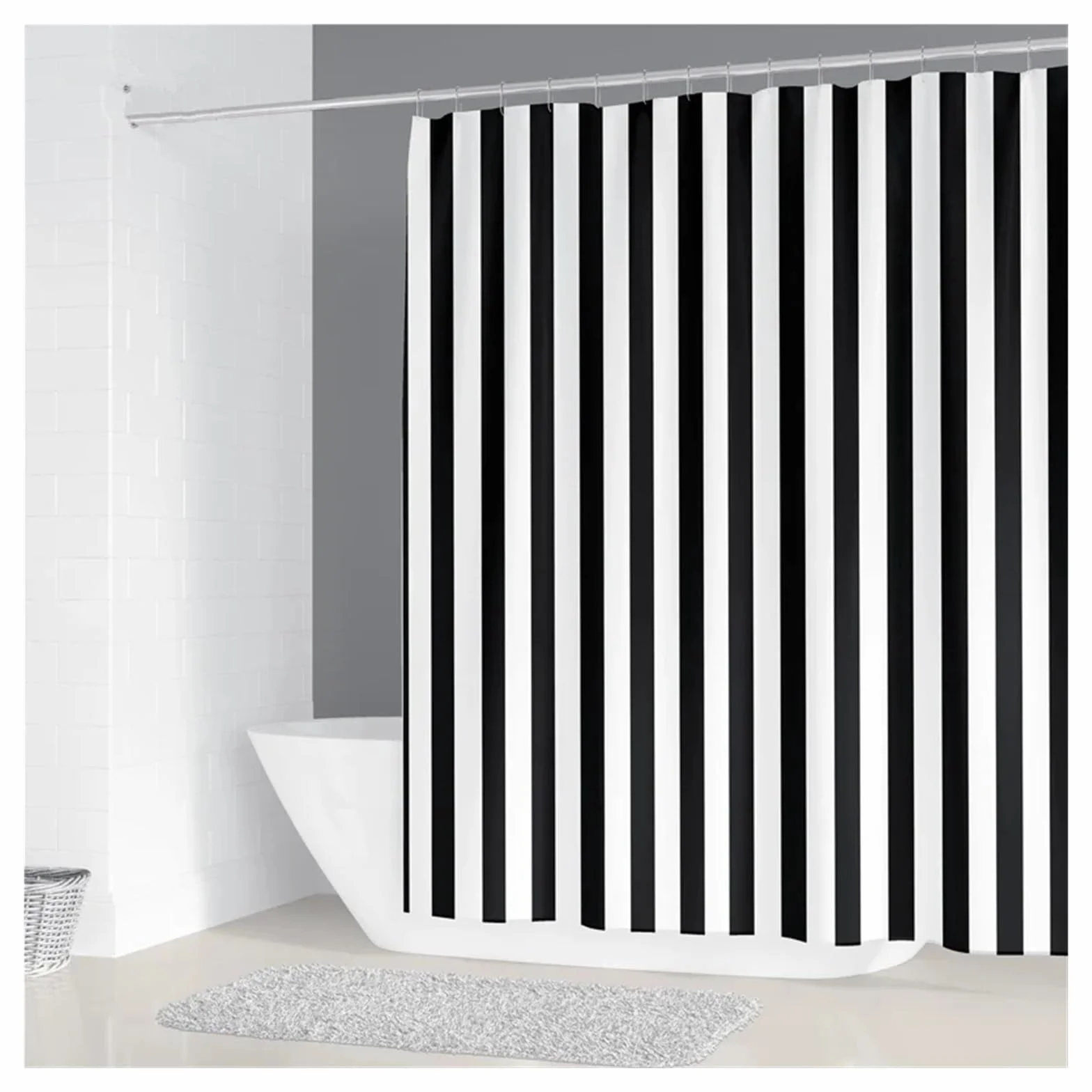 Cortina de ducha de 200 x 180 cm, cortina de ducha impermeable para baño, estampado geométrico simple, poliéster, decoración del hogar con 12 ganchos cortina de ducha lavable (Color 2, 120 x