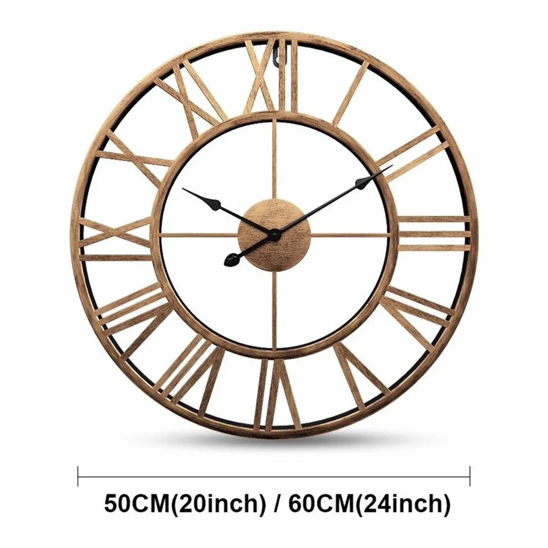 Reloj de Pared Creativo, Reloj de Pared Grande con números Romanos Metal Vintage, Estilo Retro y Reloj Cuarzo silencioso Que no Hace tictac
