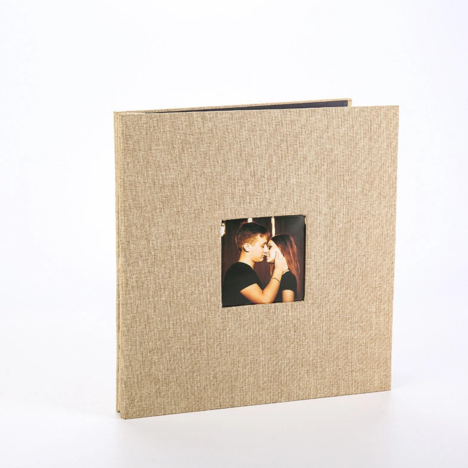 Álbum de fotos adhesivo con cubierta de lino y ventana para bodas, viajes, cumpleaños, recuerdos, regalo de 40 páginas