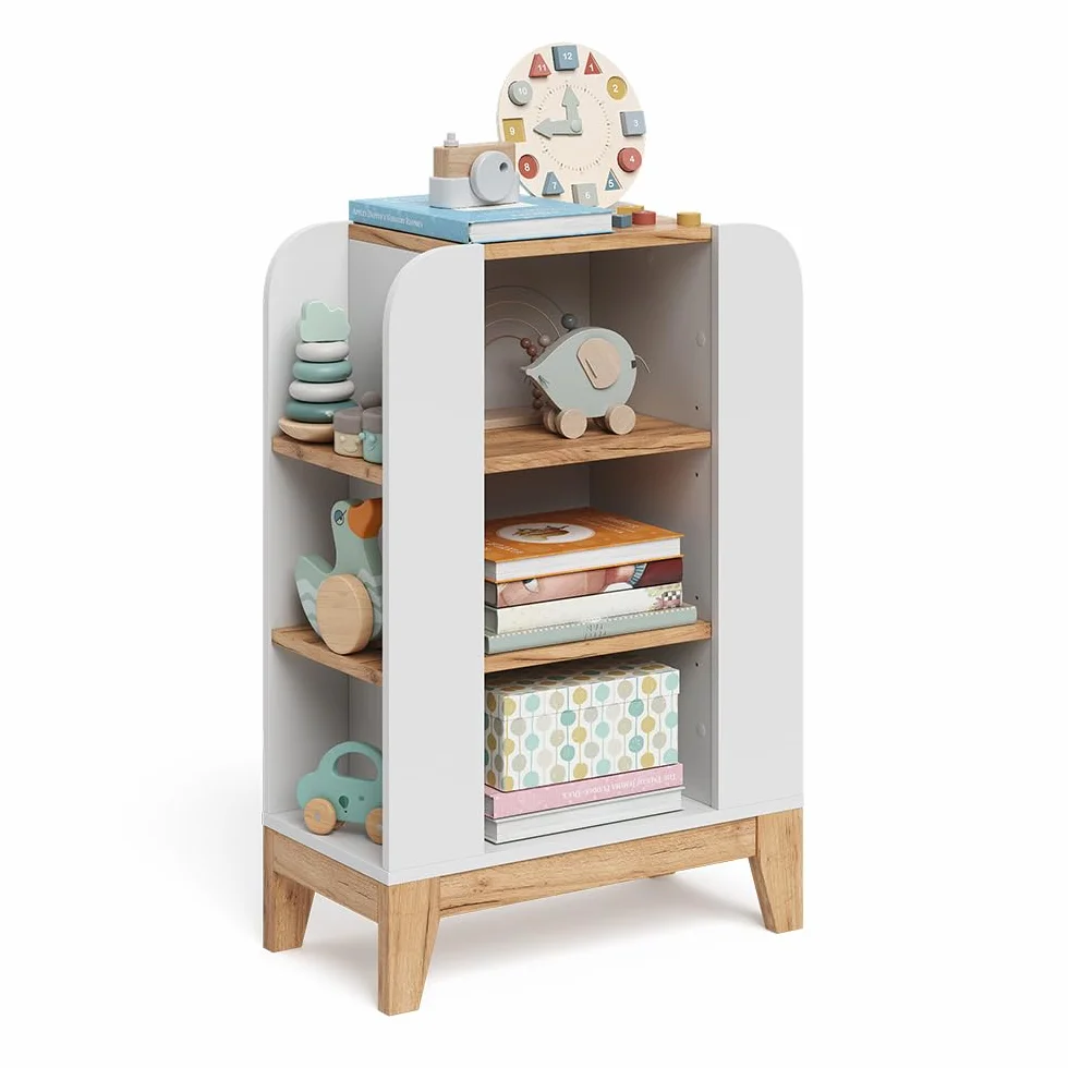 VitaliSpa Estantería Infantil Malia, Blanco/Artesano, 60 x 88 cm con 9 Compartimentos, con estantes Ajustables en Altura y Espacio de Almacenamiento Abierto