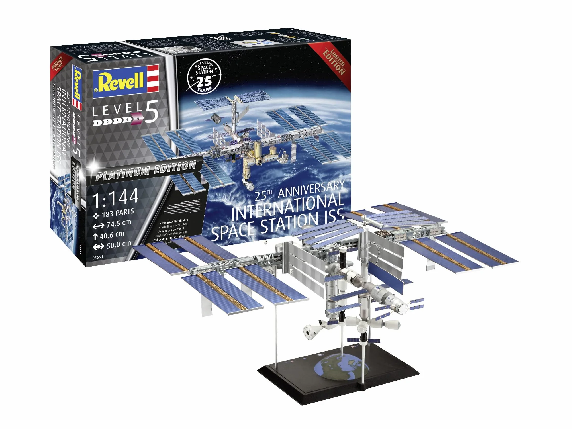 Revell Maqueta de construcción I Set de Regalo 25th Anniversary ISS Platinum Edition I INT. Estación Espacial I 250 Piezas I Escala 1:144 I para niños y Adultos a Partir de 13 años