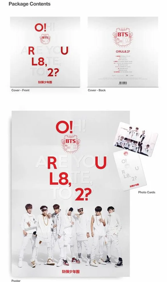 Big Hit Entertainment BTS O!RUL8,2? 1st Mini Album CD+Photocards+Folded Poster on Pack+Photobook+(Extra BTS 6 Photocards+1 Double-Sided Photocard+Logo Sticker)