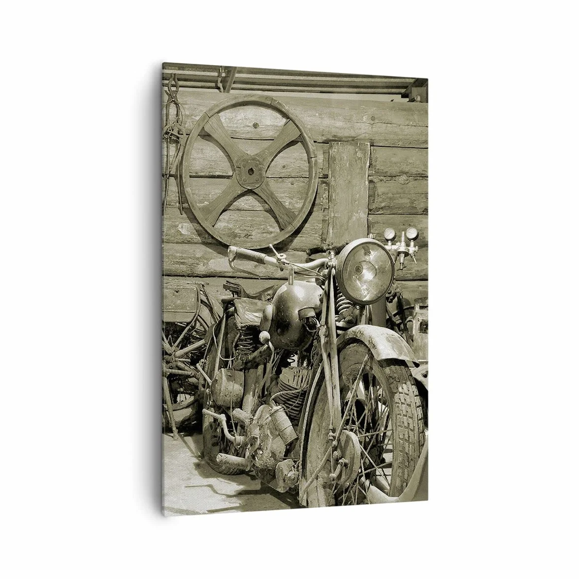 ARTTOR Lienzo Decorativo 80x120 cm Moderno Vertical Coches Vintage - 3519 | Taller Motor Cuadro sobre Lienzo Grande Arte mural Decoración del Hogar Salón Dormitorio Cocina sobre Lienzo Cuadros de Pared