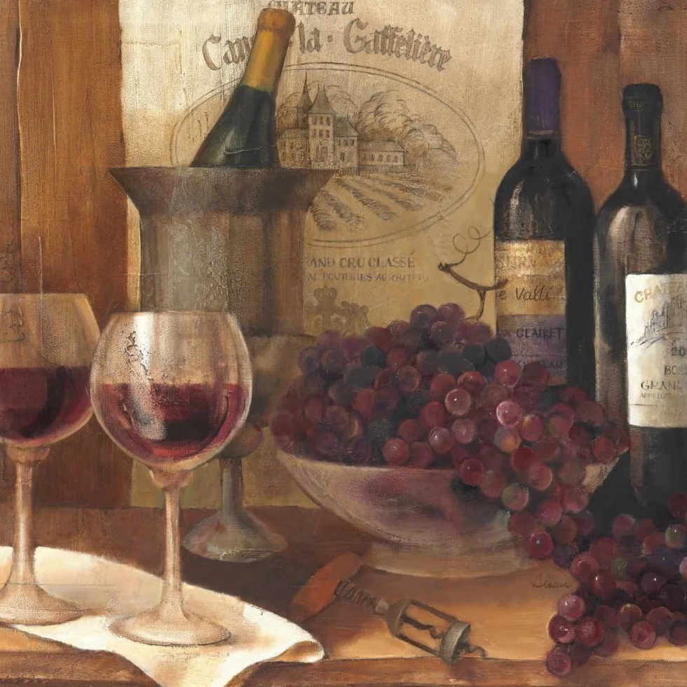 ART-PRINT-on-matte-paper-220gr- Vintage Wine Crop Hristova Albena - Cocina cuadrada Imagen tradicional cocina comedor vino vino vin wineflora Fine Art Print 25_X_25_in