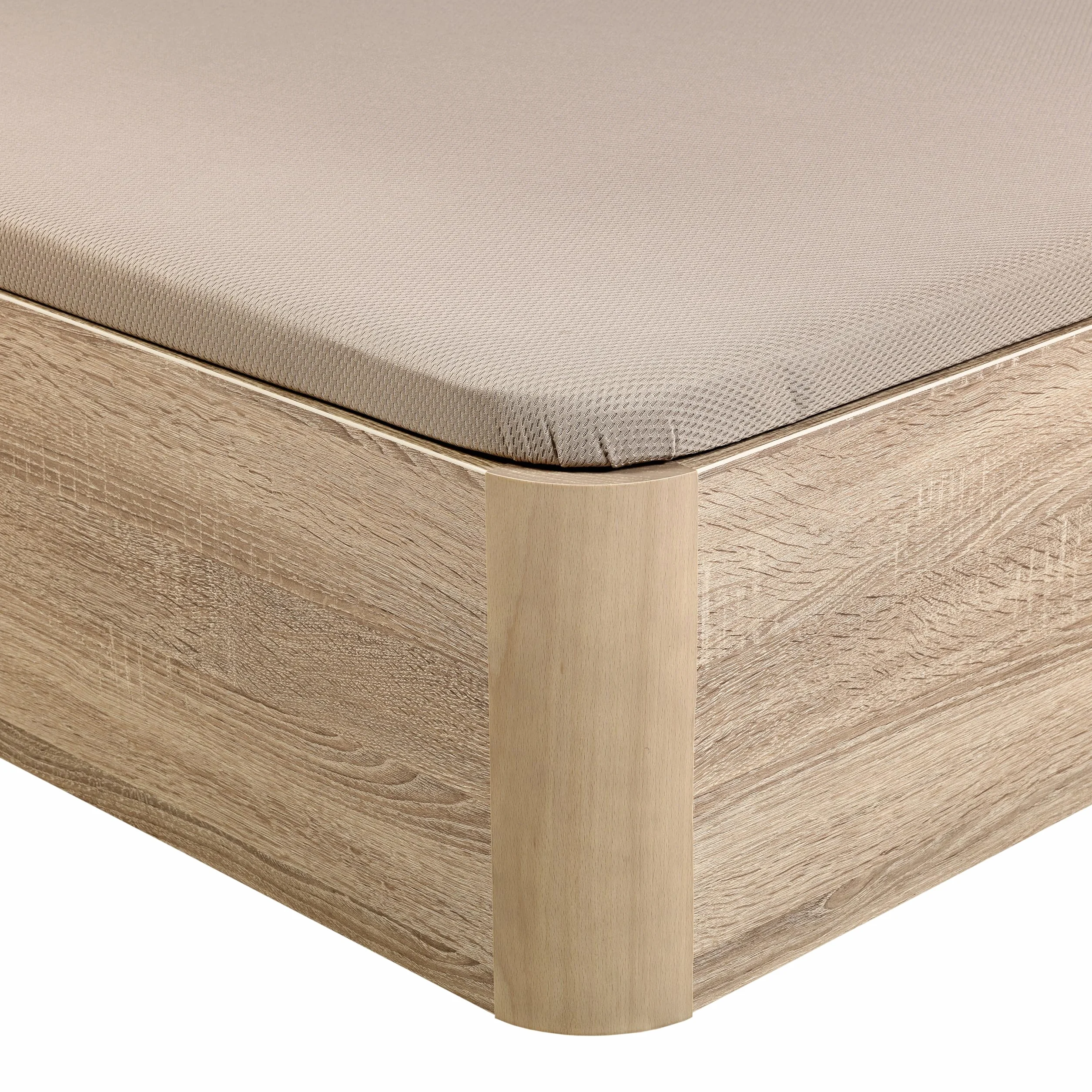 PIKOLIN Canapé Abatible Madera NATURBOX 2.0 | Entrega, Montaje y Retirada de Usado Incluida | 160x200 | Natural | Gran Capacidad de Almacenamiento | 36 cm Altura | 4 Esquinas Redondas