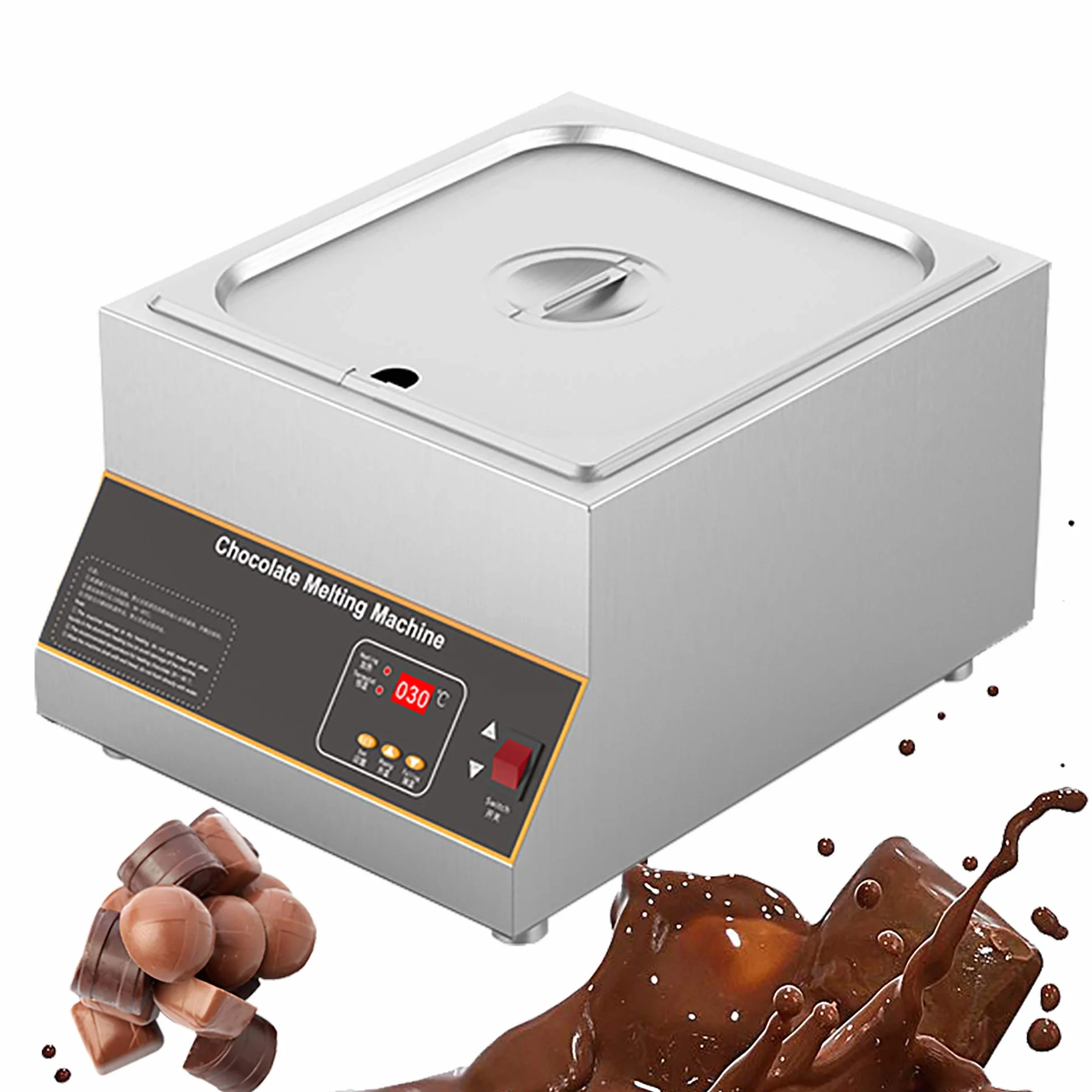 Calentador Electrico de Chocolate profecional Fundidor de chocolate comercial Crisol de chocolate Máquina profesional de templado de chocolate Control digital 1-4 tanque temperatura ajustable