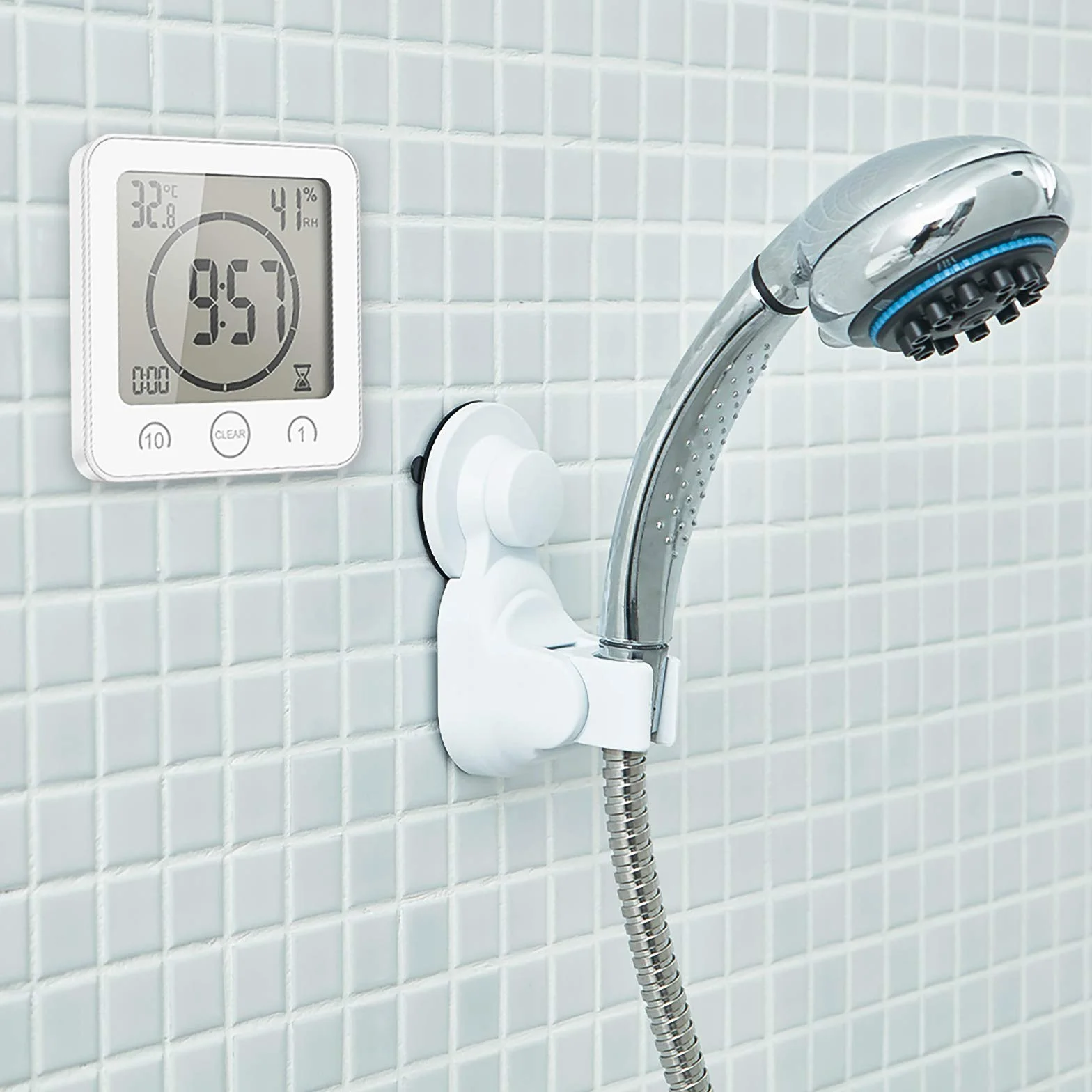 Reloj de Baño LCD Digital Impermeable con Alarma, Control de Temperatura y Humedad, Temporizador