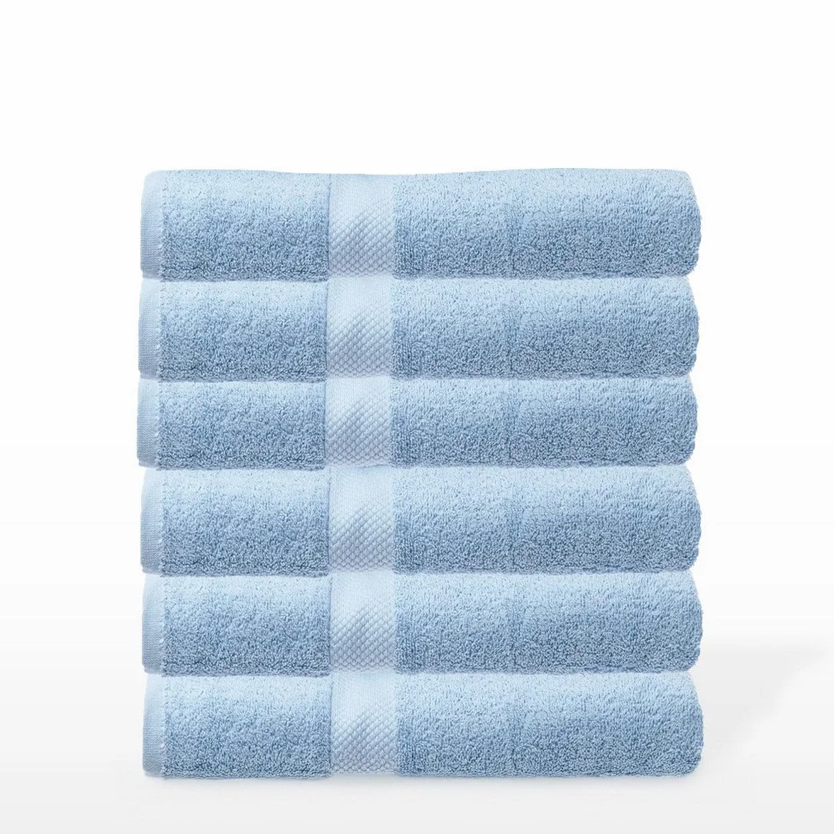 Juego de 6 Toallas de Ducha Grandes Azul 100% algodón Rizo de 150x100 cm | Tejido suave de gran gramaje con alta absorción. Aptas para lavadora, de uso diario.