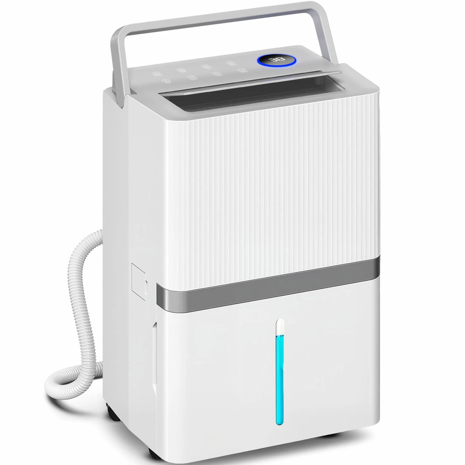HOMCOM Deshumidificador 35L/Día, Deshumidificador de Humedad, para 40-90 ㎡, Luz Indicador de Humedad, Depósito 5,5 Litros, Drenaje Continuo, Temporizador 24H, Pantalla LED, Secado Ropa, Blanco