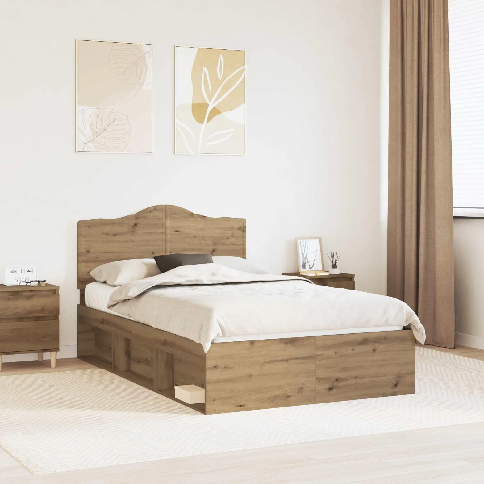 vidaXL Estructura de Cama con cabecera Roble Artisan 120 x 190 cm
