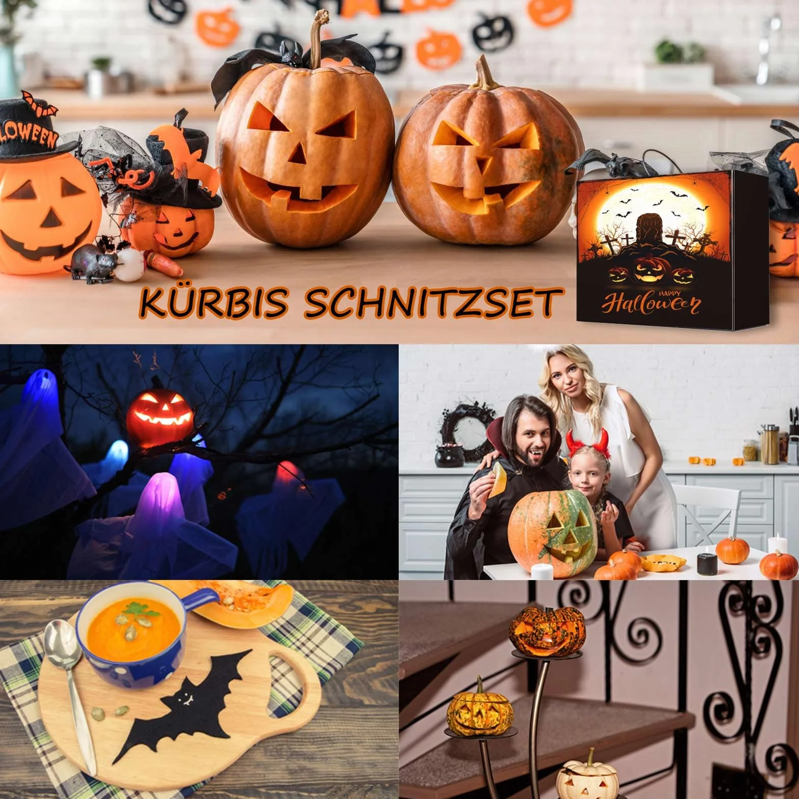 Kit de Tallado de Calabaza Halloween 13 Piezas Acero Inoxidable