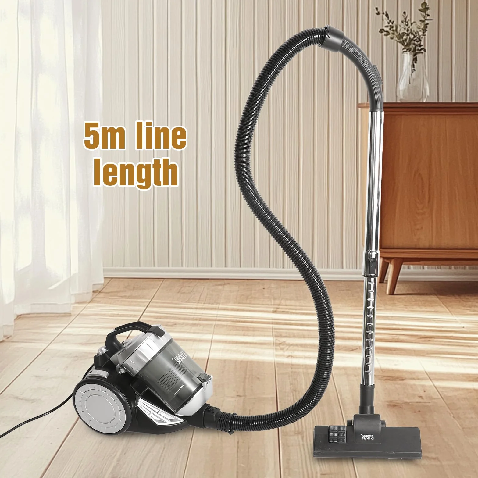 Aspirador sin bolsa con cable 1200W,Filtración HEPA & Bandeja de polvo 2L, tecnología ciclón, 16 KPa de potencia de succión potente, para pelo de animales y limpieza completa