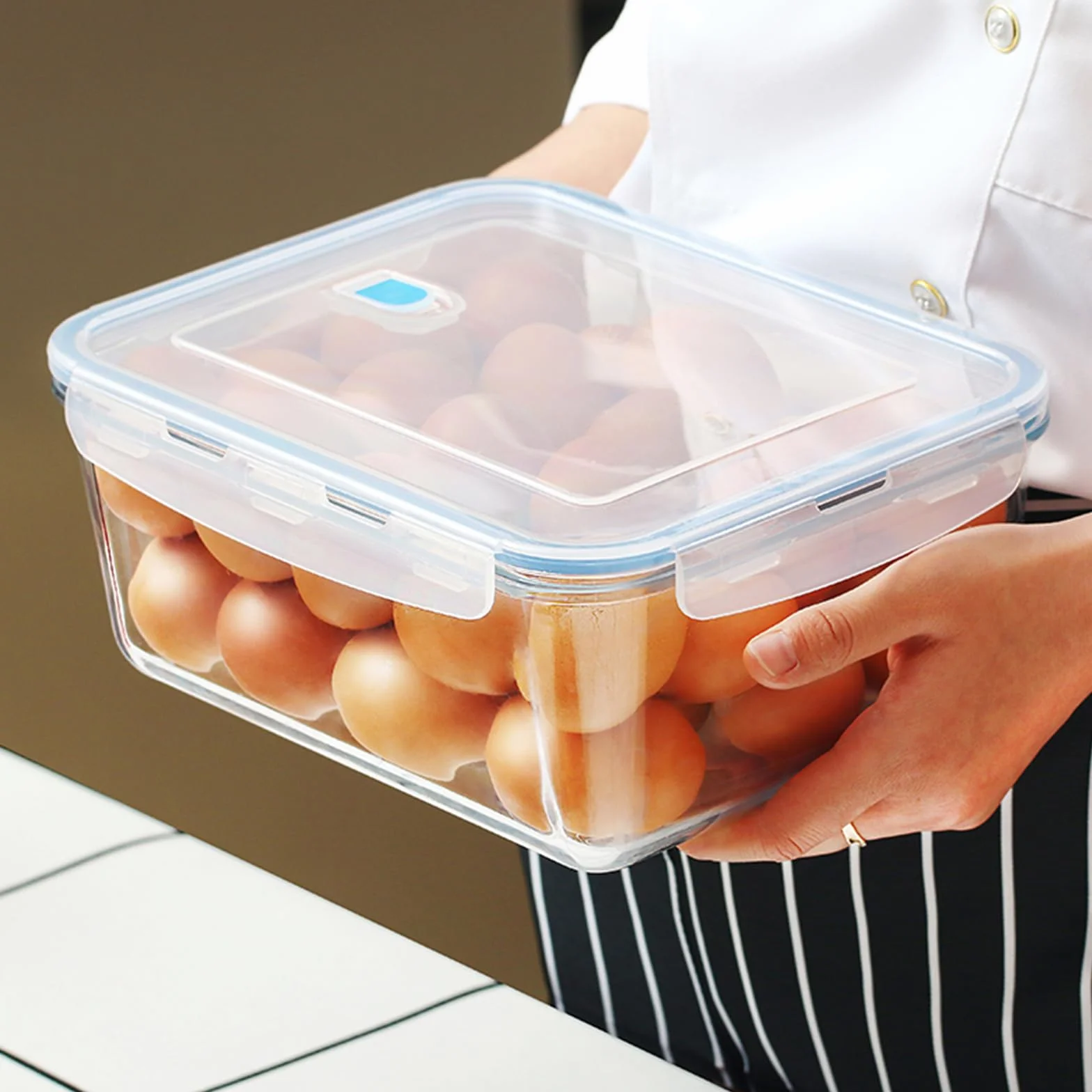 Recipientes grandes de vidrio para almacenamiento de alimentos de 3,175.1 g con tapas herméticas, tamaño familiar, extragrande, para hornear, con cerradura de marinado, cuencos de vidrio