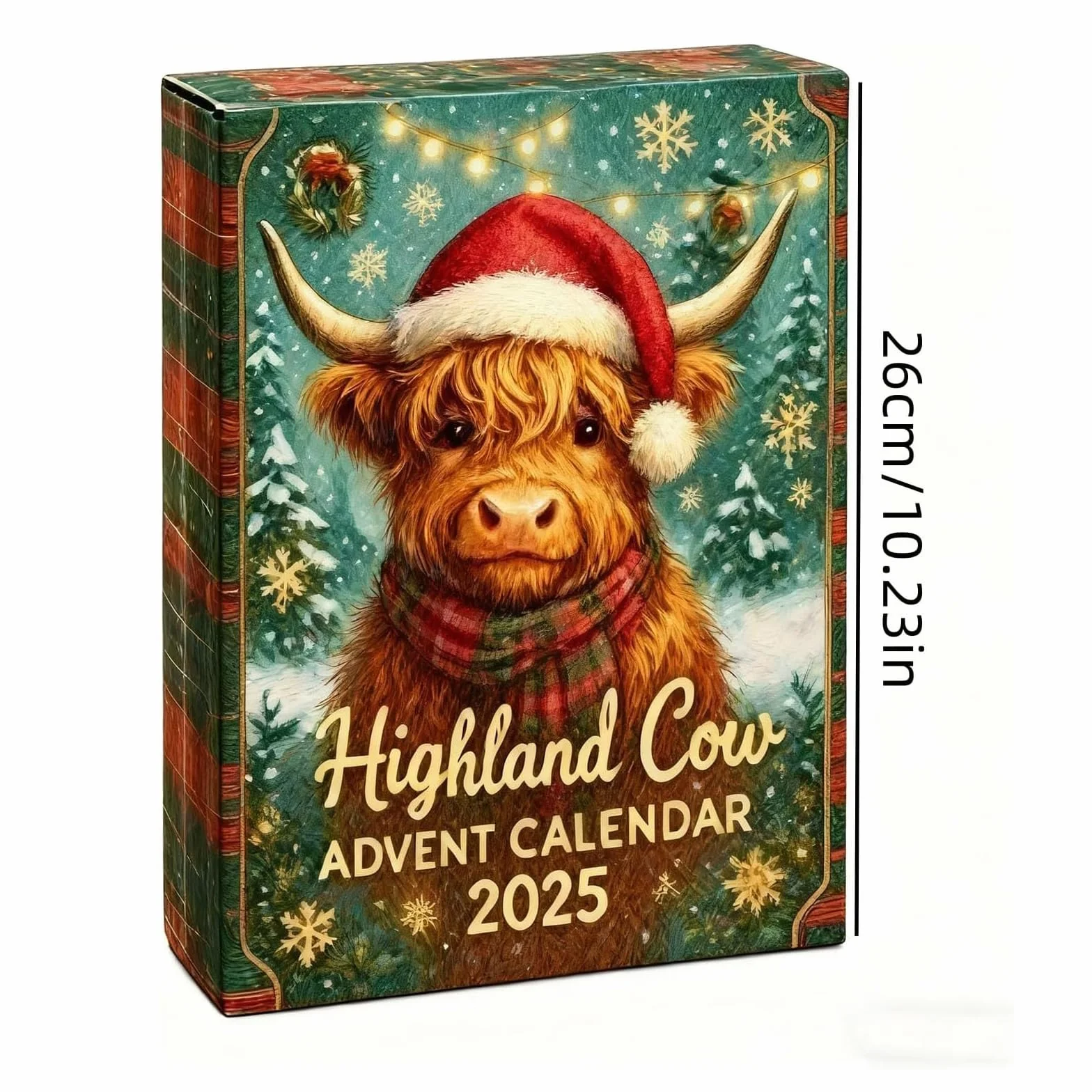 Calendario de Adviento de vaca de las Tierras Altas 2025, calendario de cuenta regresiva de Navidad de 24 días, calendario de Adviento 2025 con 24 adornos navideños de vacas de las tierras altas