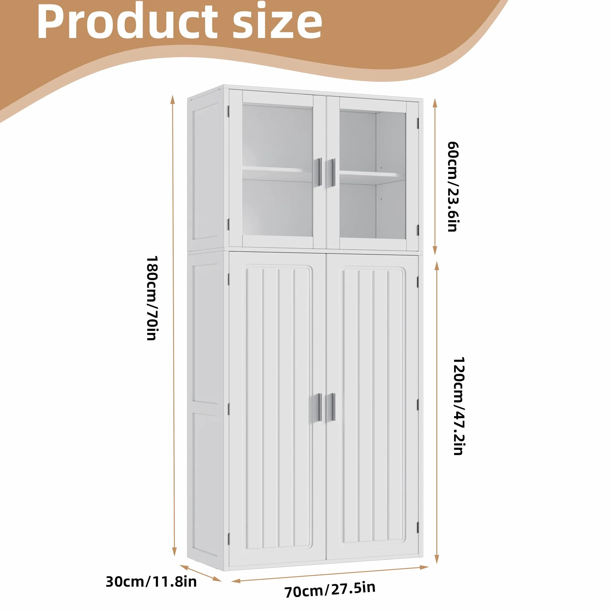 Armario Escobero Multiusos,180 x 70 x 30cm Armario Limpieza con 1 Estante ajustable,Armarios para Aspiradora de Madera,Armarios para el Hogar con Ventana de Acrílico,para cocina,salón,comedor y garaj