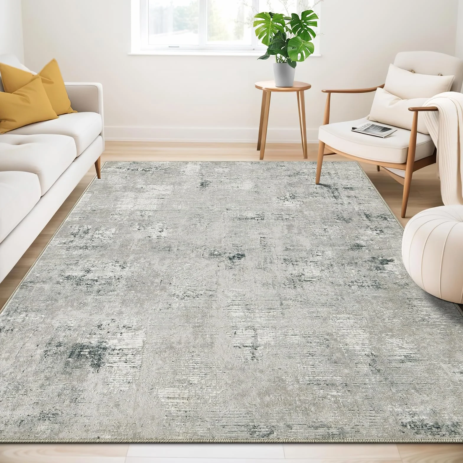 alfombrar de salón 160 x 230 cm, abstracta gris pelo corto, antideslizante lavable, grande para dormitorio, comedor decoración