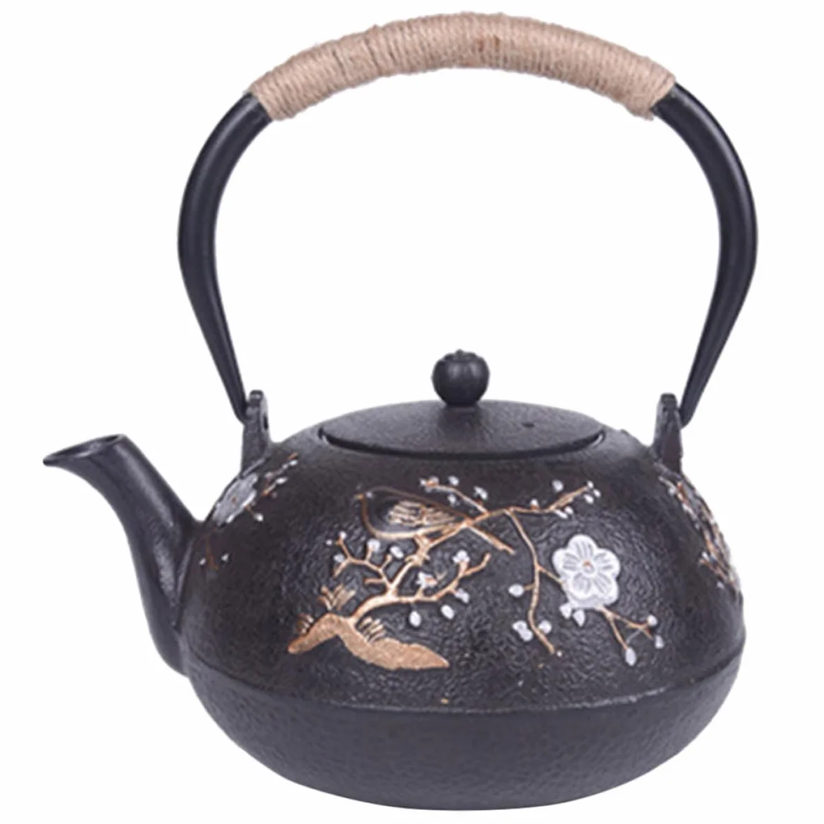 Tetera de Hierro Fundido Negra Infusor, Fácil de Limpiar, Adecuado para Uso en Casa, Diseño Resistente y Tradicional para Preparar Té