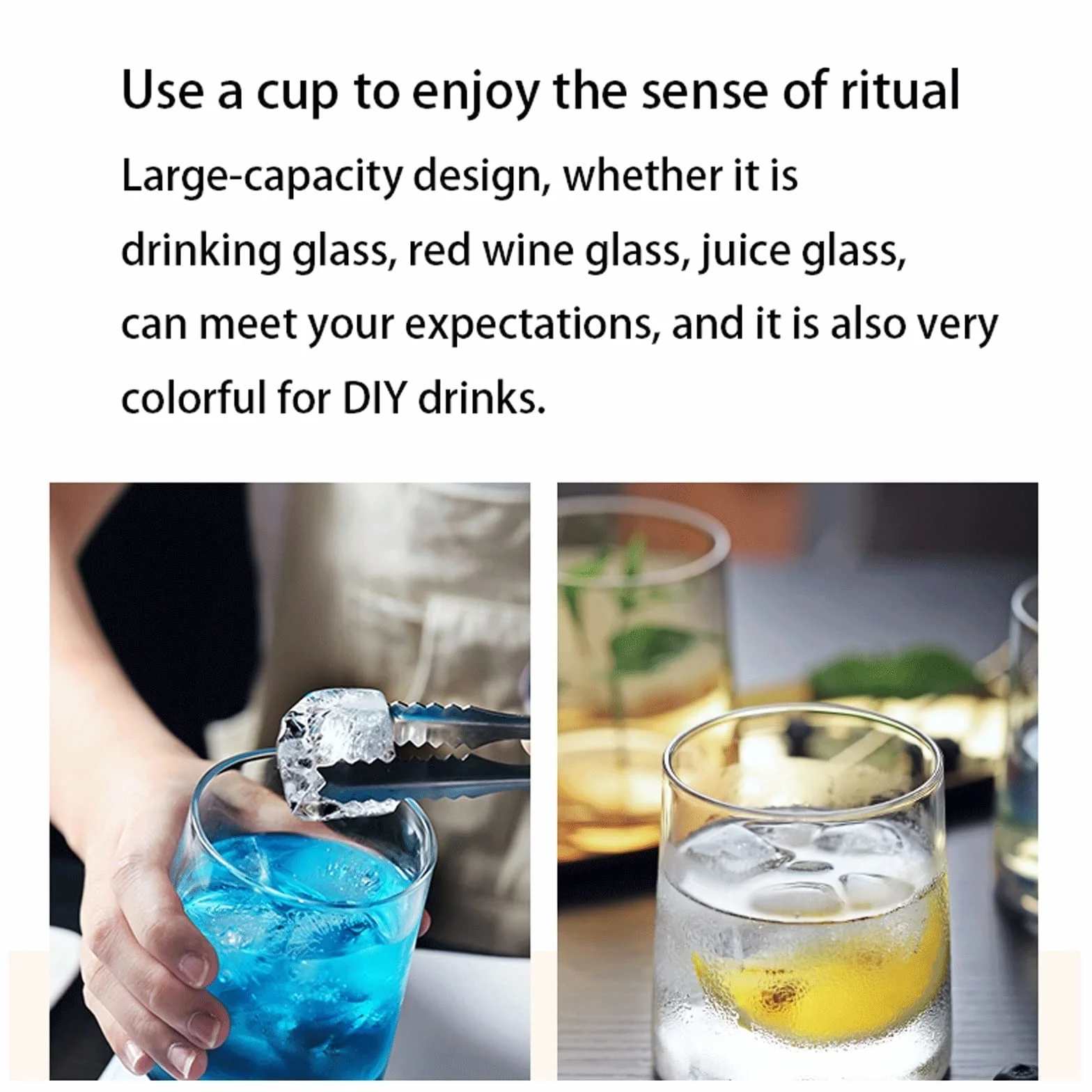 Vaso para Beber Conjunto de Taza de Vidrio de Colores de 6 ooz Jugo Leche té Desayuno Bebida Bebida Whisky cristalería hogar Libre de Plomo Juego Vasos de Cristal(A)