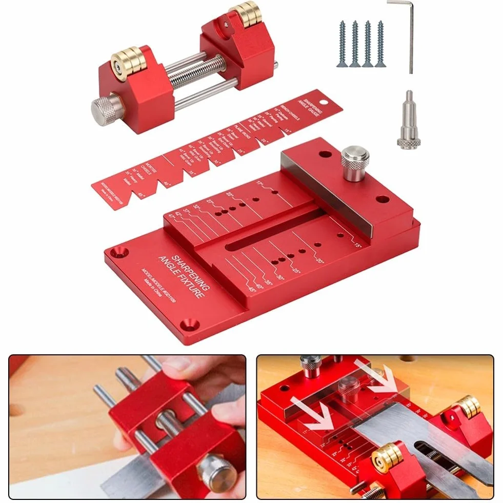 Kit de guía de afilado de cincel con soporte intercambiable y escala de ángulo graduado para una replicación precisa del bisel (GD1109 B)