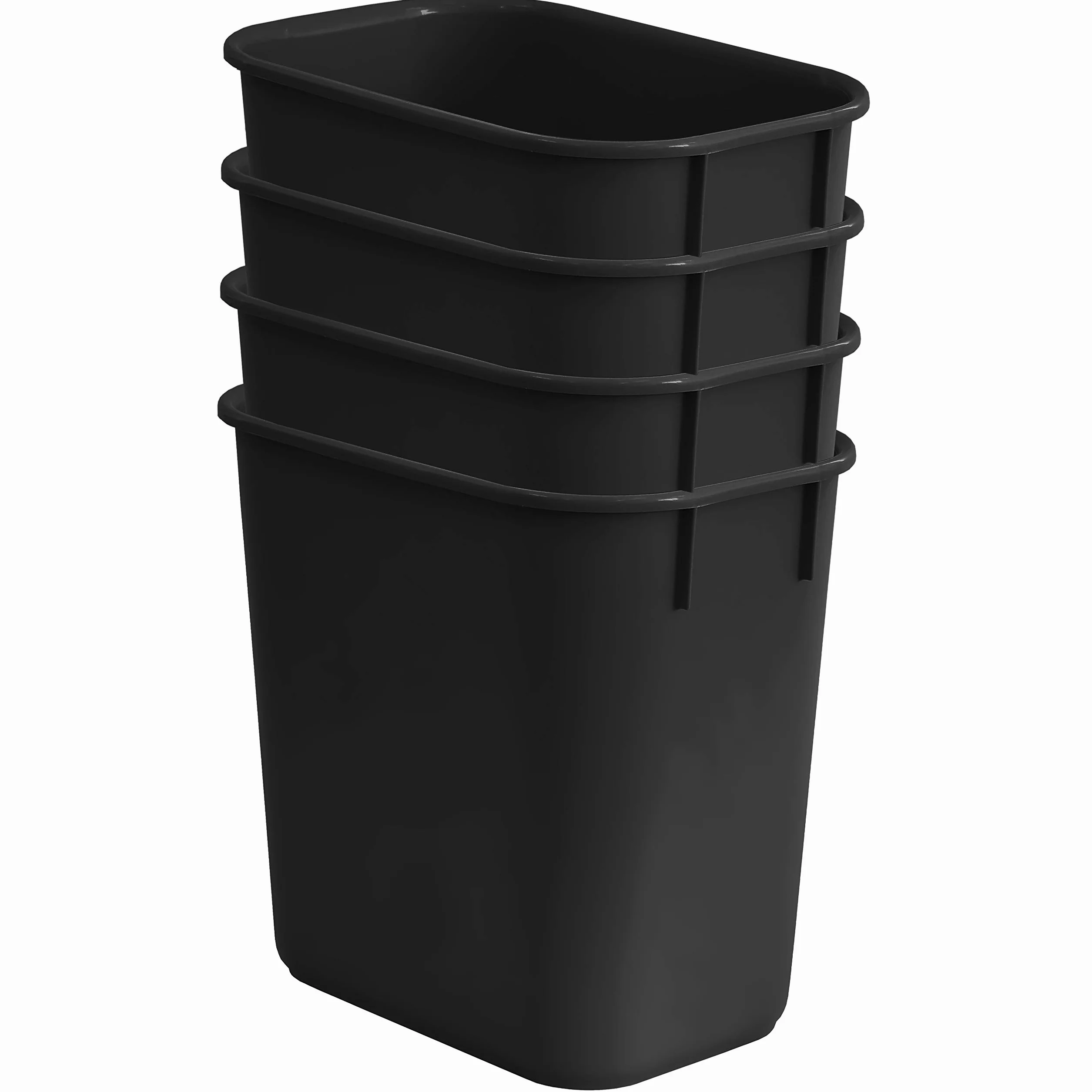 Acrimet Papelera, Cubo para el Escritorio, 3.25 galones / 13 Cuartos / 12 litros (plástico) (Color Negro) (Conjunto de 4)