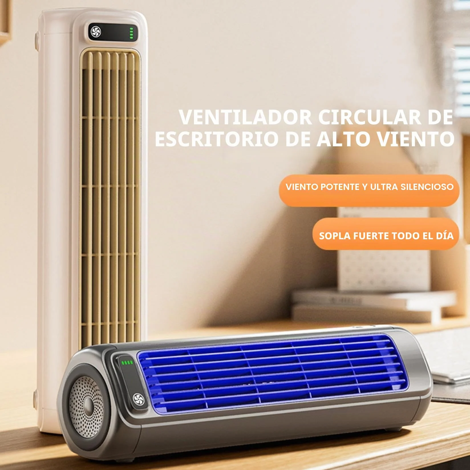 Enfriador de aire portátil, 3 ajustes de velocidad, flujo de aire circulante, funcionamiento silencioso, ahorro de energía, pantalla LCD, recargable por USB, montaje en pared sin perforación, para