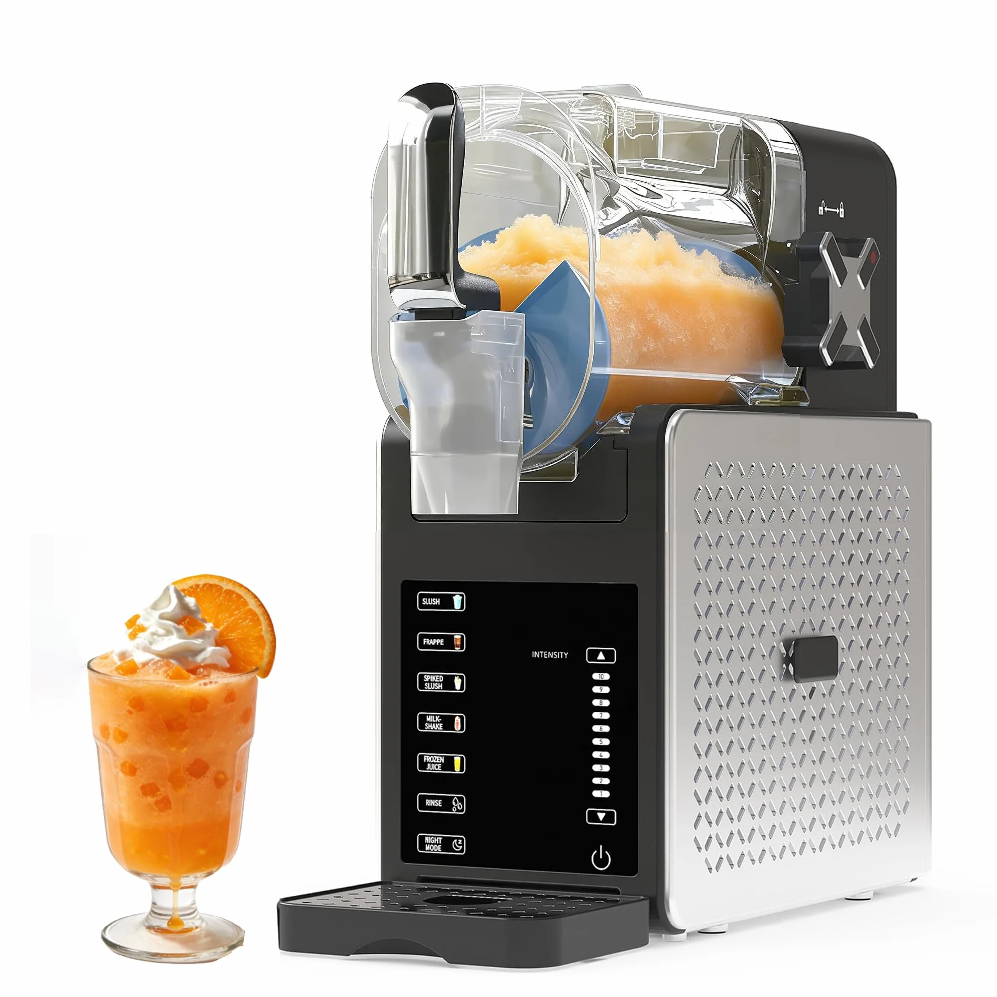 Máquina de granizados 1,9L - 5 programas automáticos - Pantalla LED - 200W, 120V/60Hz - Autolimpieza y bandeja de goteo 400ml - Funcionamiento silencioso (<45dB) - Mantiene bebidas frías hasta