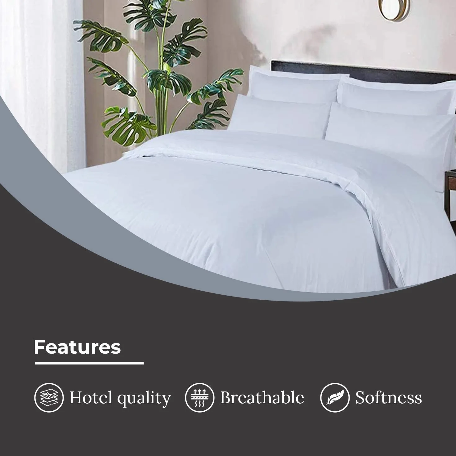 DTEX HOMES Juego de ropa de cama, 100 % algodón puro, calidad hotel, 800 hilos, con fundas de almohada, fácil de cuidar y súper suave, lujoso, juego de ropa de cama para cama doble (Blanco-doble)