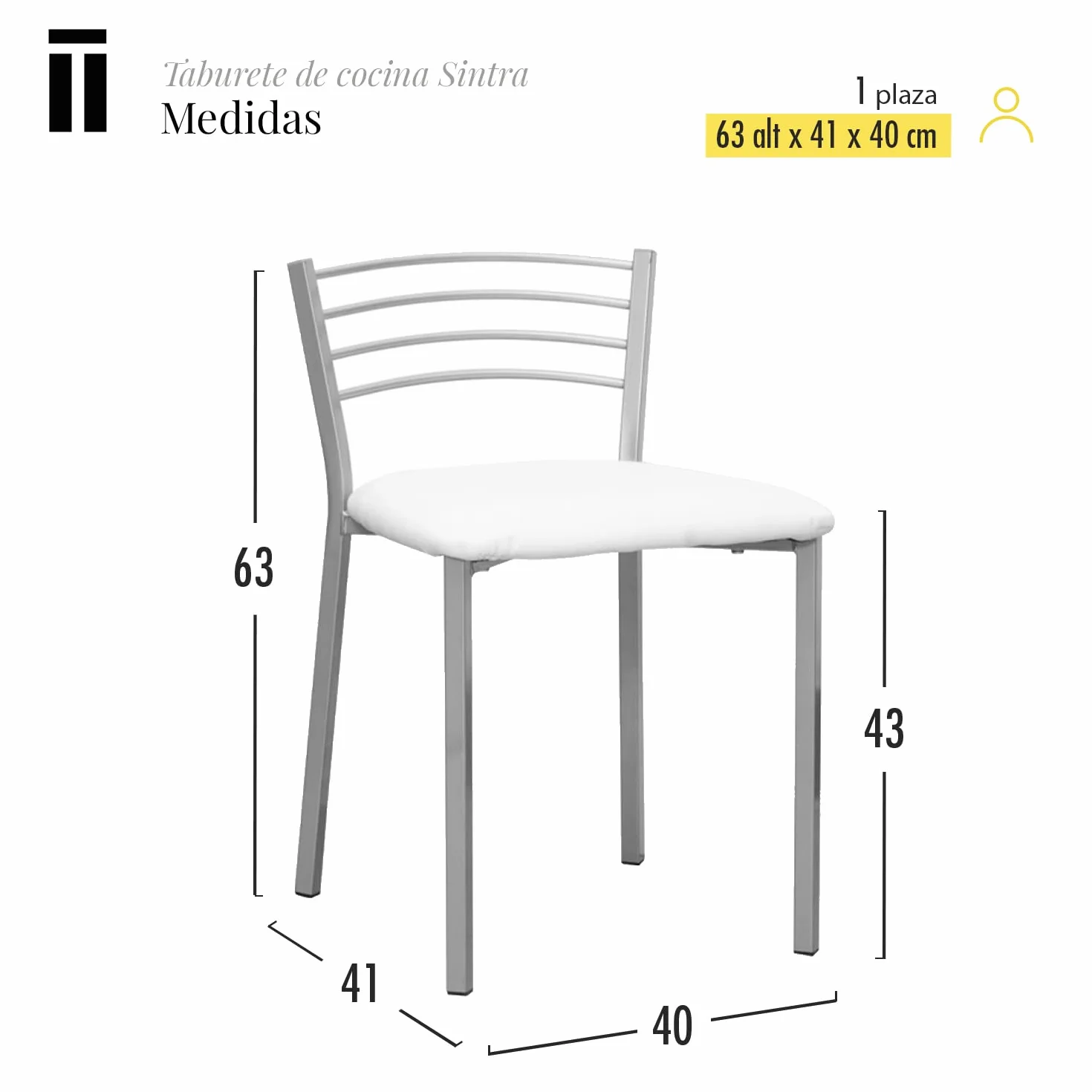 Shiito | Pack de 4 Taburetes de Cocina | Asientos de Polipiel Blanco | Modelo SINTRA