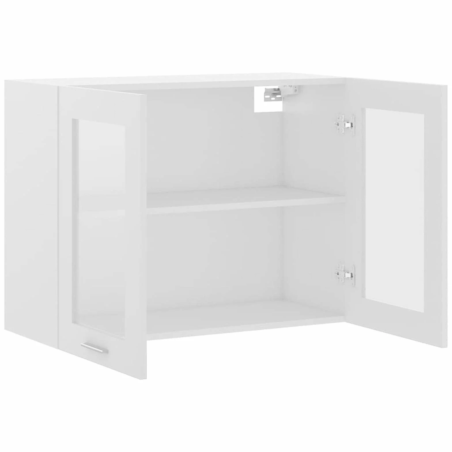 Armario Colgante, Vitrina Pared, Muebles Cocina y Baño, Multiusos, Cristal de Aglomerado Blanco 80x31x60 cm