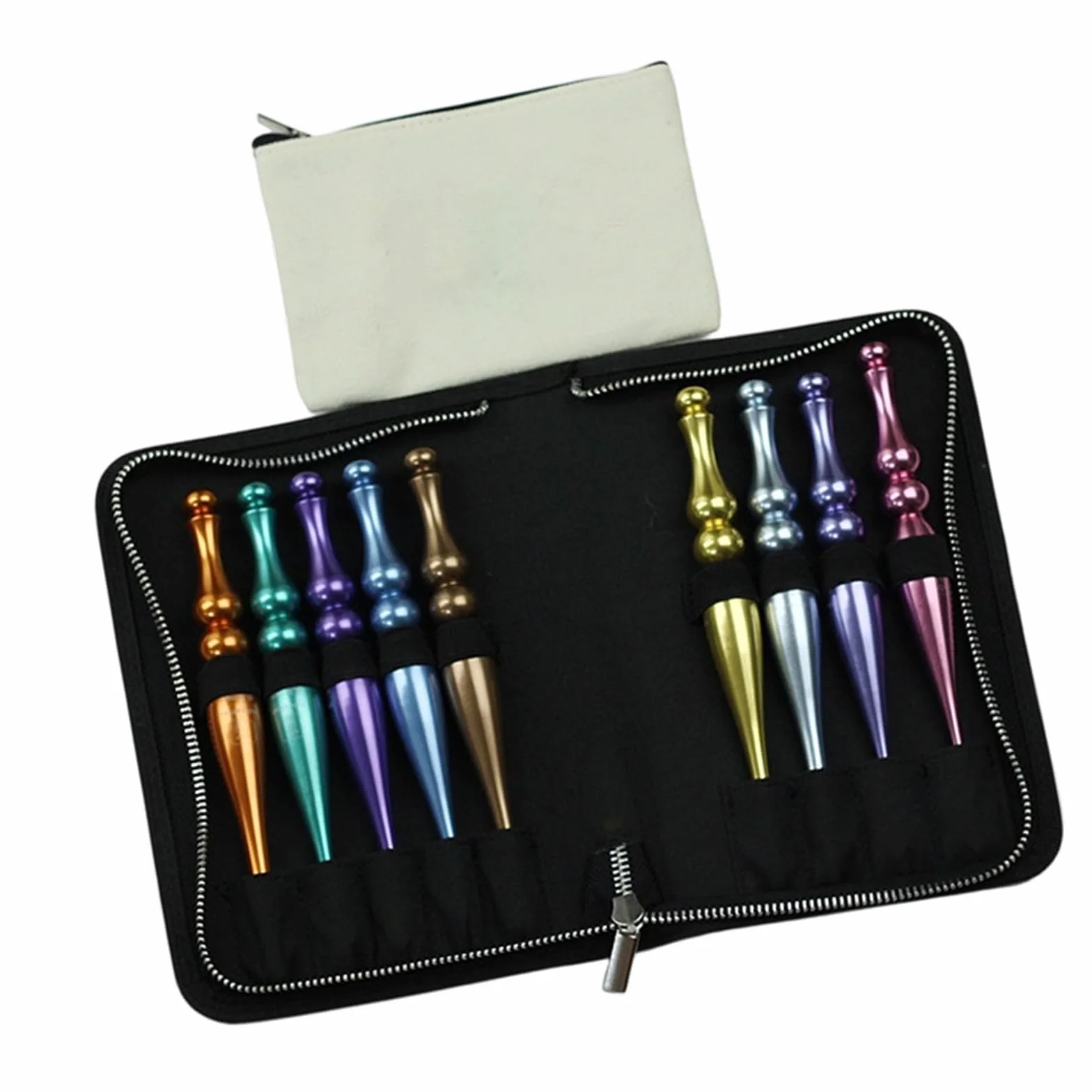 Juego de 9 agujas de ganchillo de aleación de aluminio, herramienta ergonómica para tejer ganchillo, 3,5-8,0 mm, kit de viaje