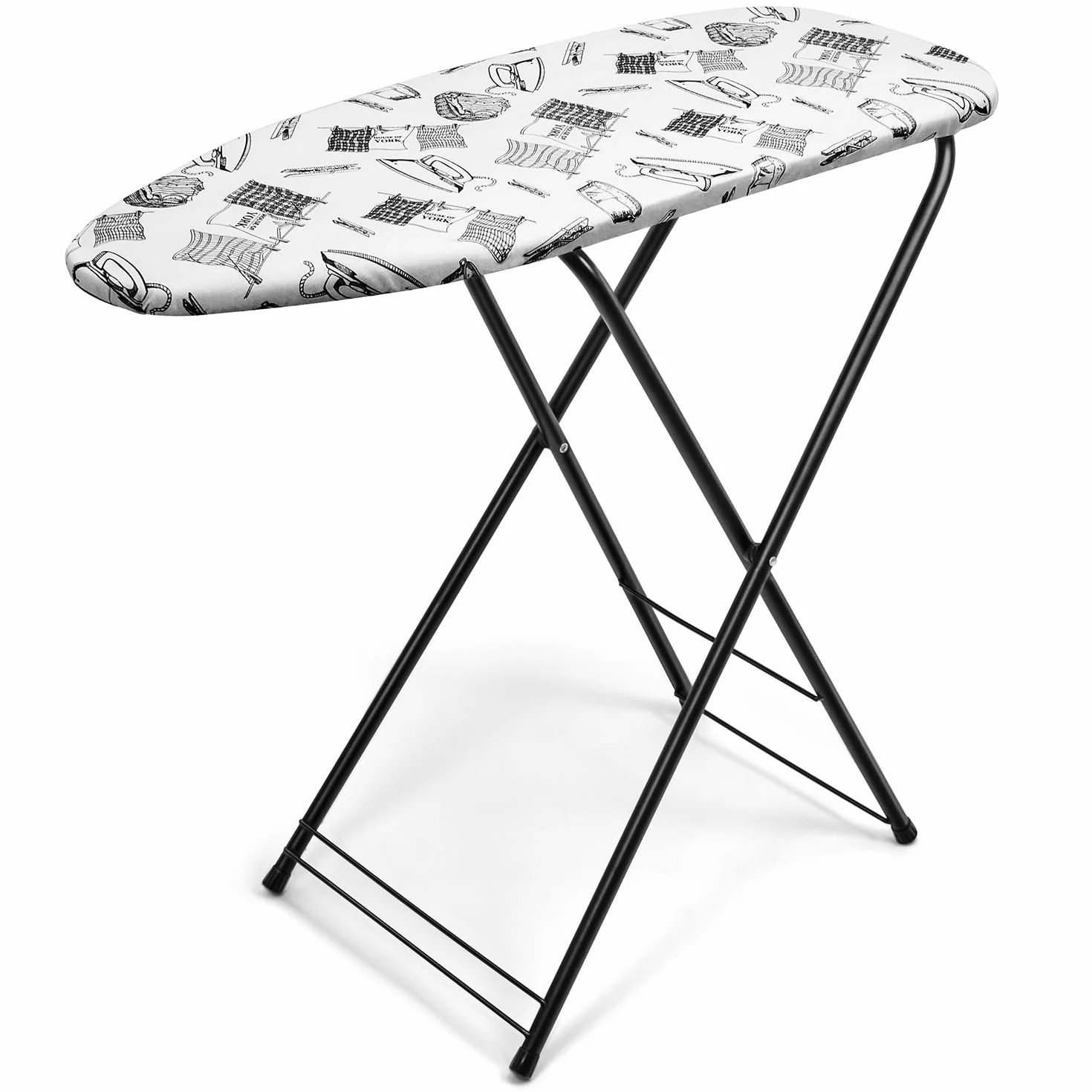 Duwee Tabla de Planchar de Altura Ajustable, Cubierta Resistente al Calor con Almohadilla de Fieltro Gruesa, compacta y fácil Almacenamiento,33 x 89 cm，Blanco