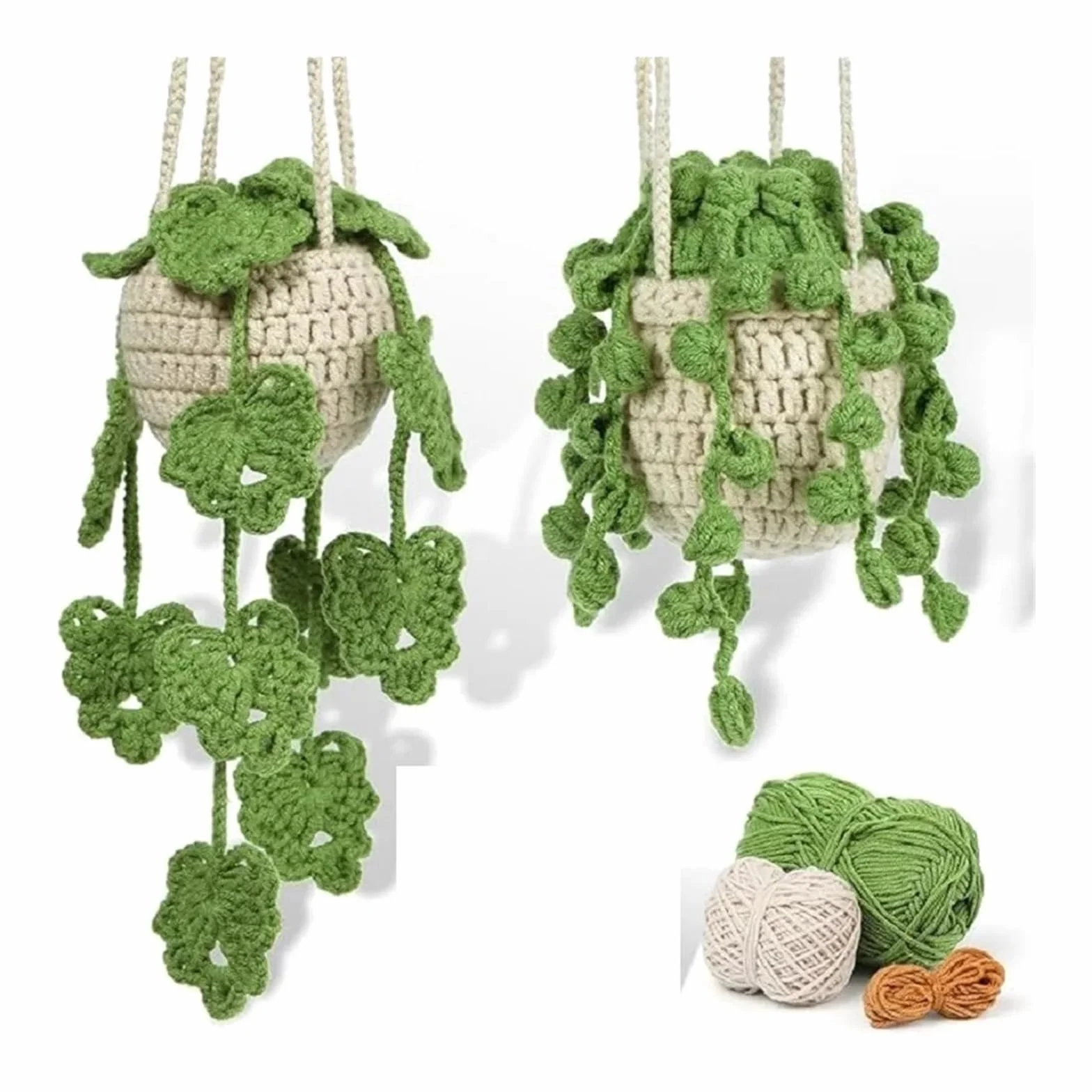 OPIGJUFD Kits de Ganchillo Kit de planta colgante crochet for principiantes con instrucciones, hilo algodón, agujas, ganchos y juego herramientas for tejer para Proyectos de Manualidades(Type2)