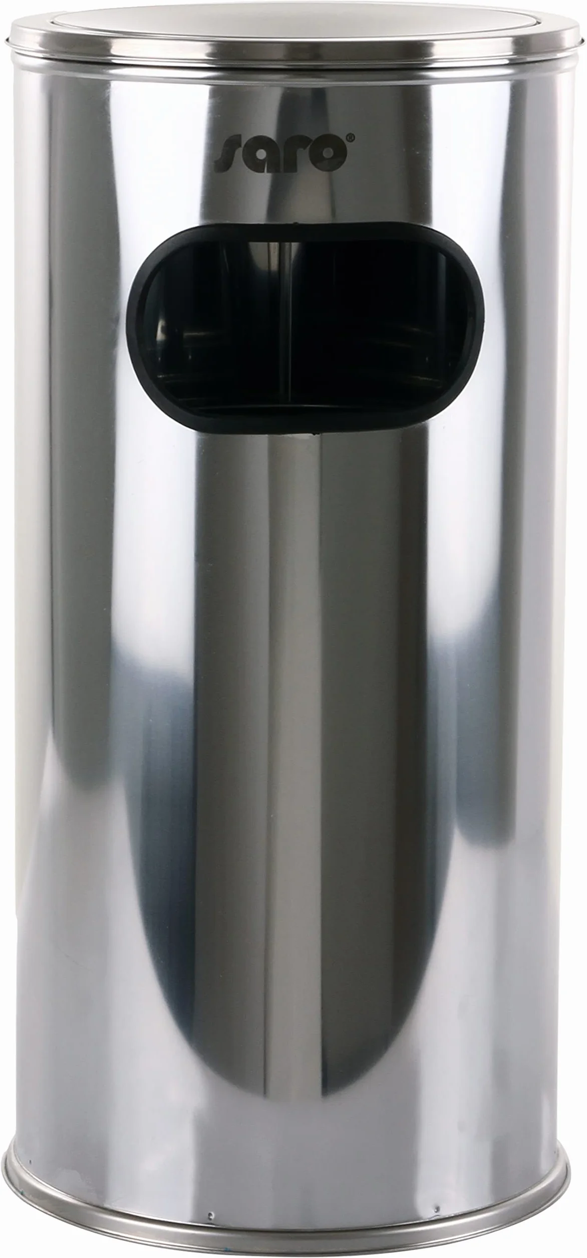 SARO REMCO Cubo de basura con cenicero, acero inoxidable, 300 x 300 x 605 mm, 18 l, depósito interior galvanizado, borde de plástico