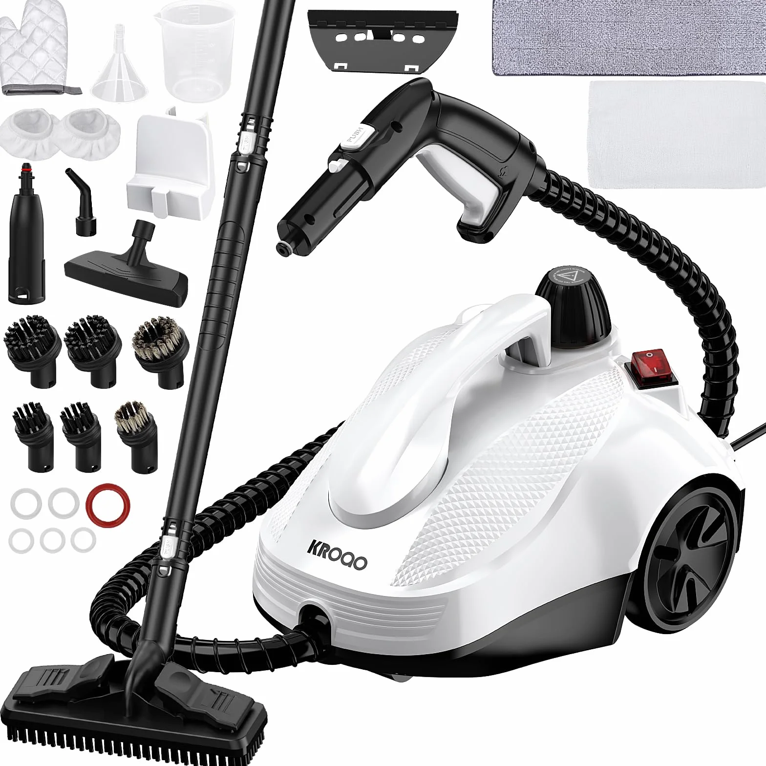 Limpiador de vapor multiusos para todo con 23 accesorios, quitar papel pintado, suelo, alfombra, sofá, tapicería, coche, azulejos, tapicería, baño, 1,5 L