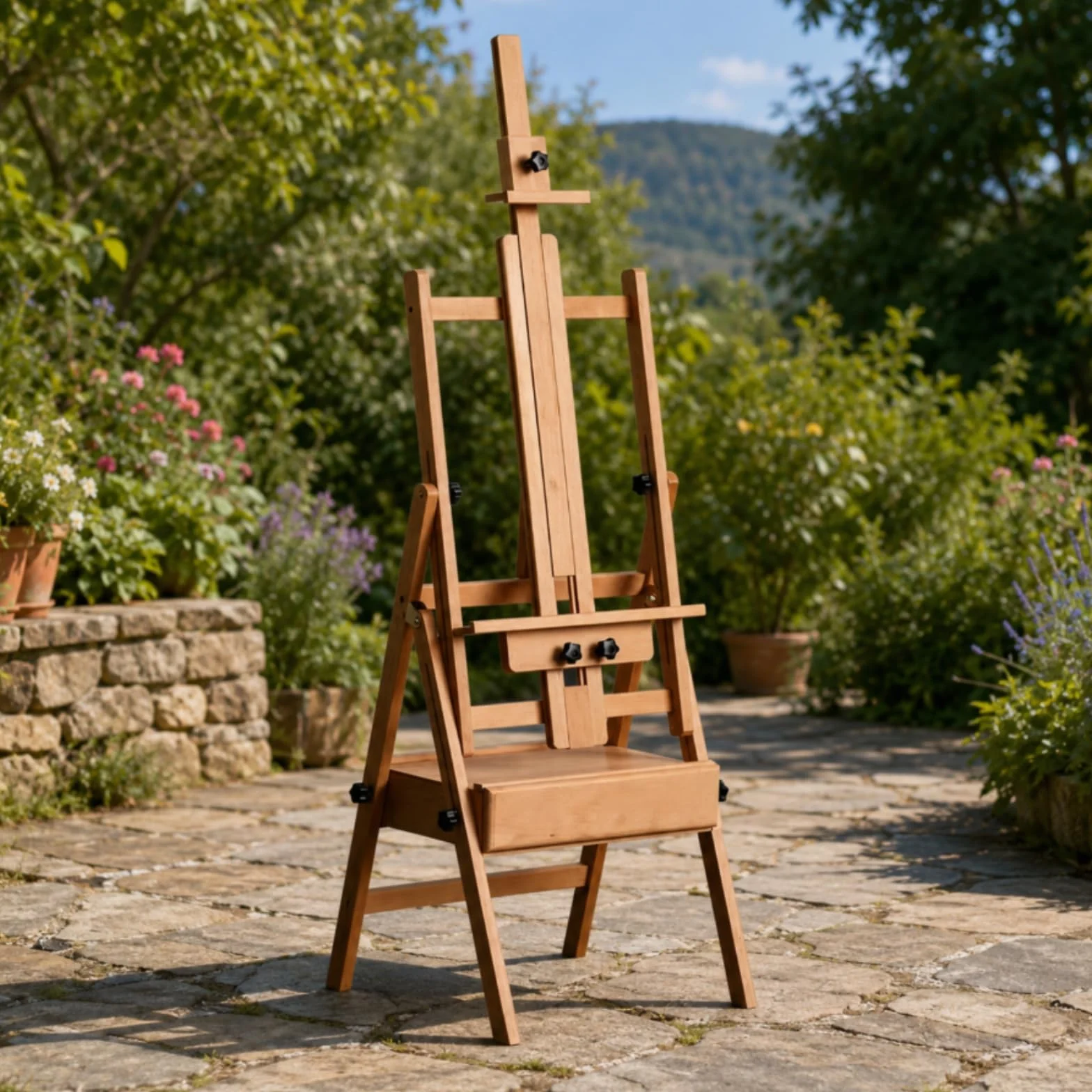 TISHITA Caballete de Dibujo Infantil Caballete Plegable Atril de Pintura Soporte Regulable Caballete con Cajón Integrado Estructura de Adecuado para Artística, Marrón Claro, Caballete Con Cajón