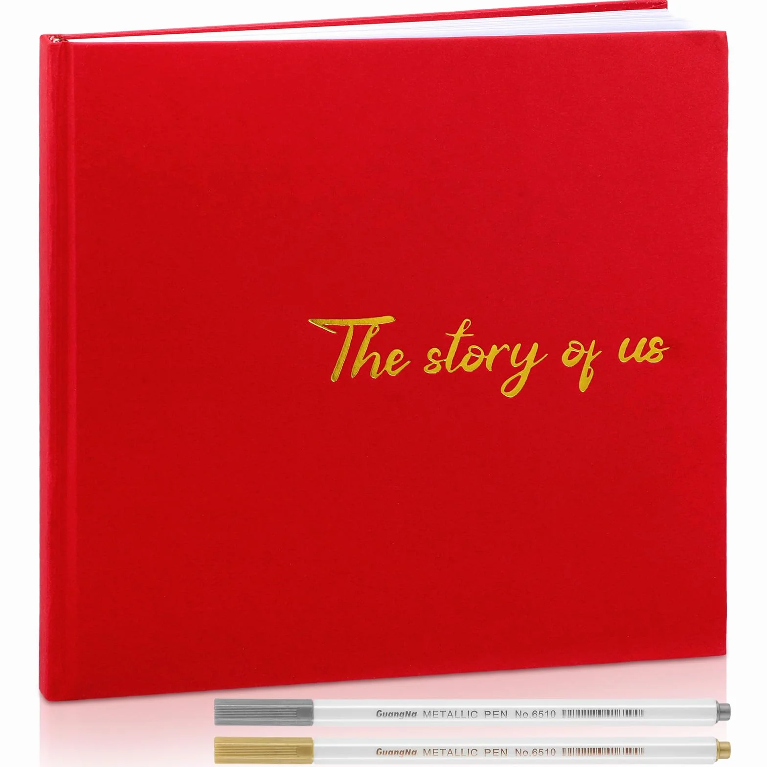 Colarr Álbum de recortes de tapa dura para parejas, 144 páginas, 22 x 22 cm, álbum de fotos para parejas, álbum de recortes, diario de relaciones, libro de recuerdos, regalo para boda con 2 marcadores