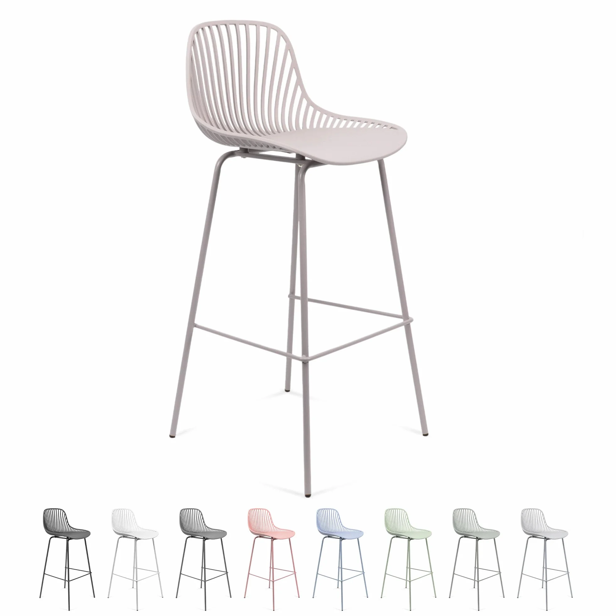 Taburete Alto Polipropileno Metal 103 cm 48 cm French Taupe