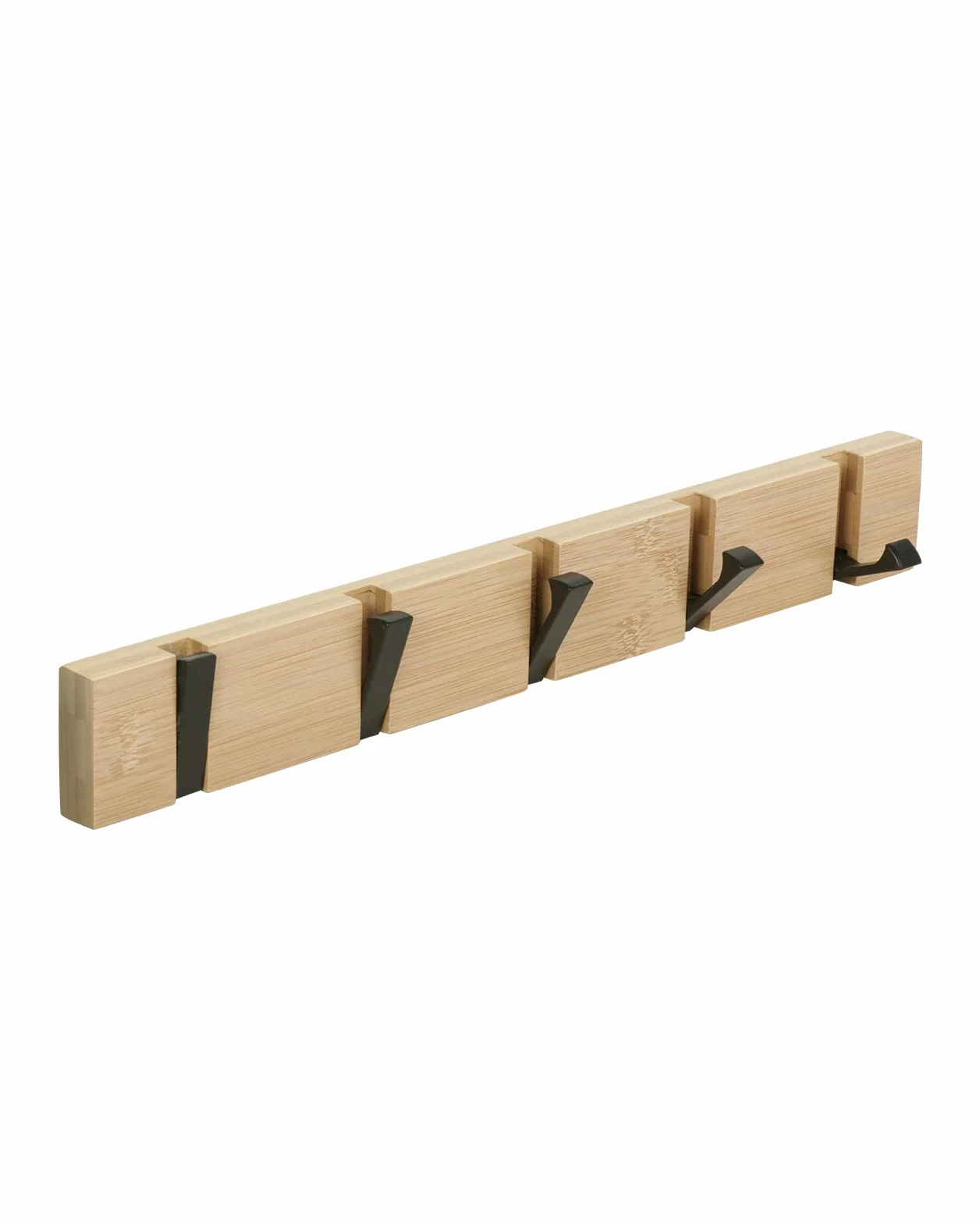 JSVER Perchero de Pared Plegable 5 Ganchos para Colgar Abrigos, Bufandas y Más - Natural