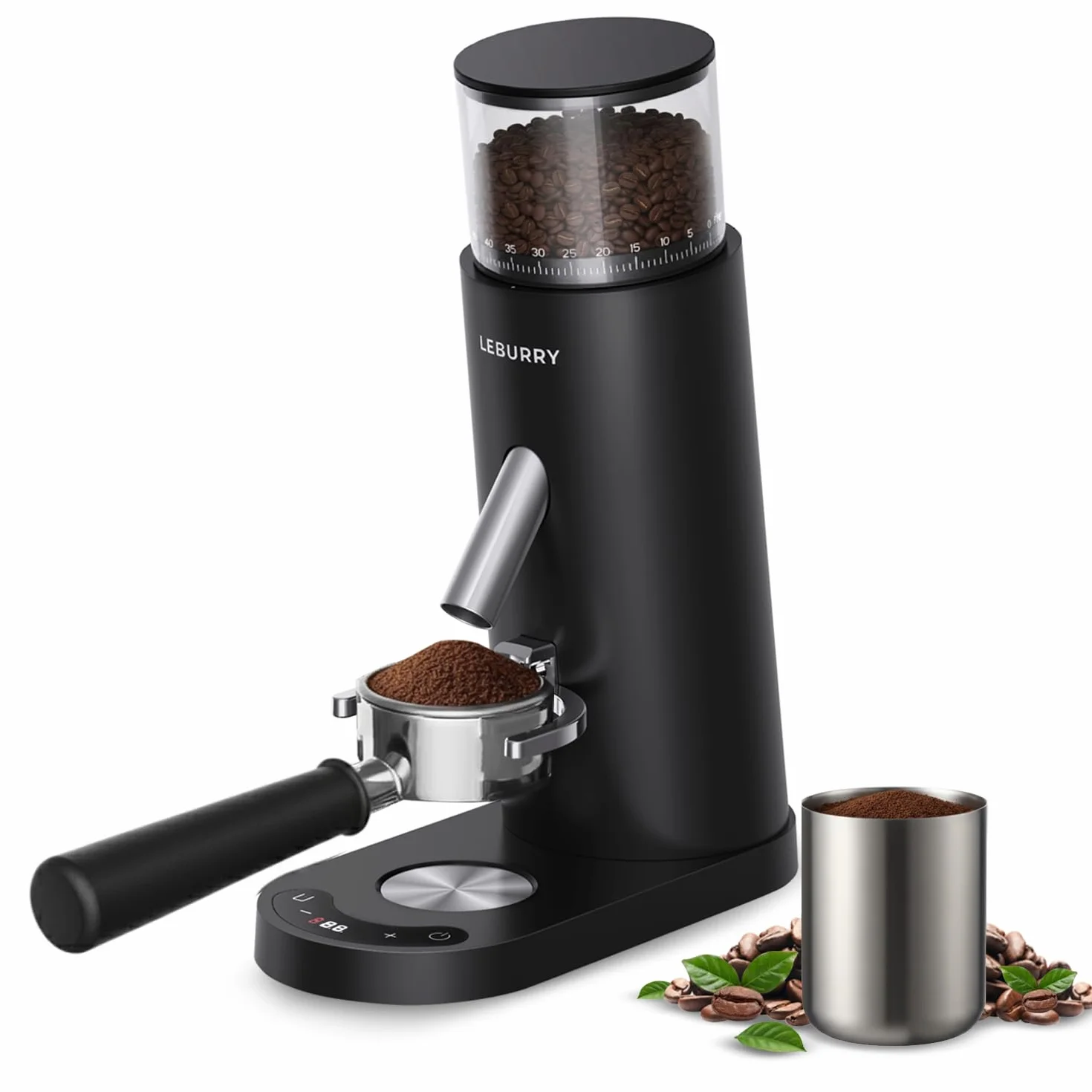 Molinillo de café portátil – Molinillo de café espresso recargable con molino de acero inoxidable con 60 ajustes de molienda ajustables