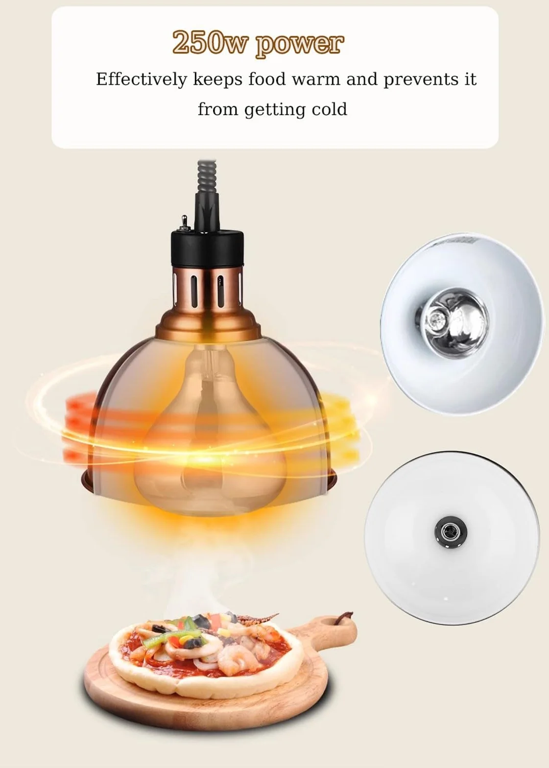 Lámpara de Calor de Alimentos de Acero Inoxidable, Calentadores de Comida con Interruptor Basculante, Lampara Calentamiento para Restaurante Buffet Fiestas, Ltura Ajustable de 65-170cm(Size:4 PCS)