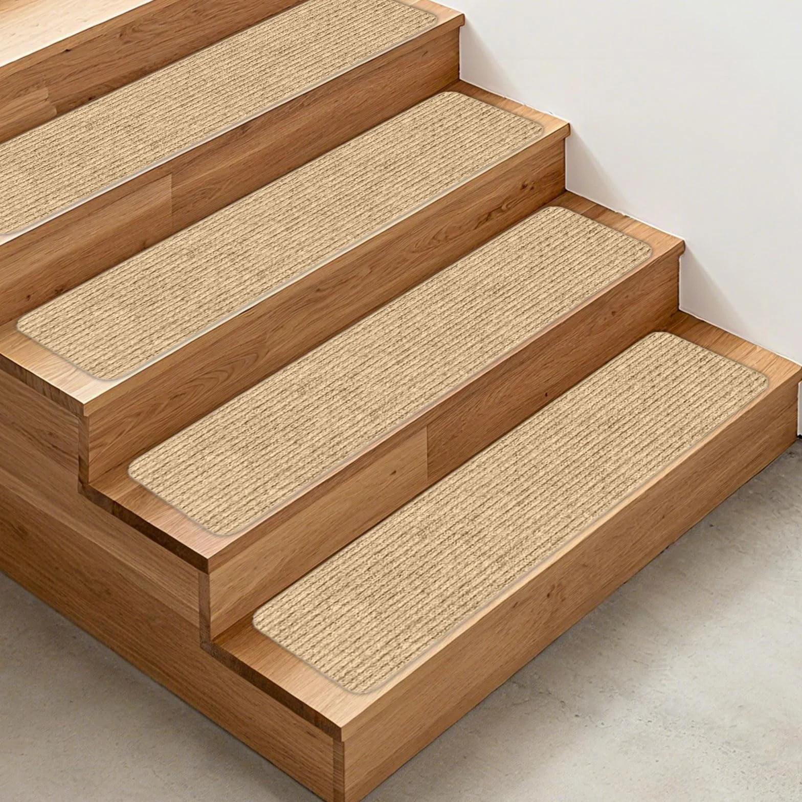 15 piezas de alfombrillas para escalones, alfombrillas de 55 x 22 cm, alfombrilla de puerta beige repelente al agua, autoadhesiva antideslizante rectangular para escalones, para interior, para