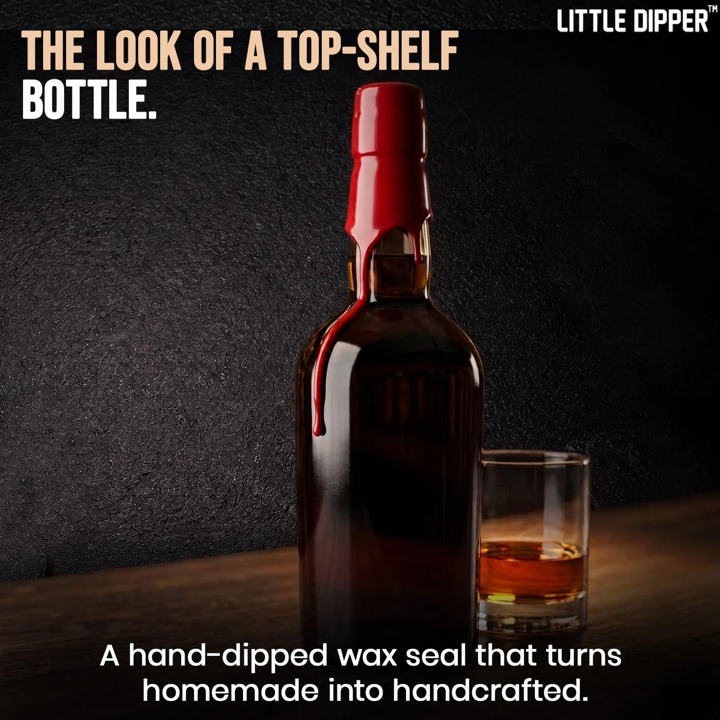 Little Dipper - Kit de cera para sellado de botellas, perfecto para hacer whisky, infusión de alcohol, elaboración de vino casero y embotellado de cerveza Incluye calentador de cera eléctrico,