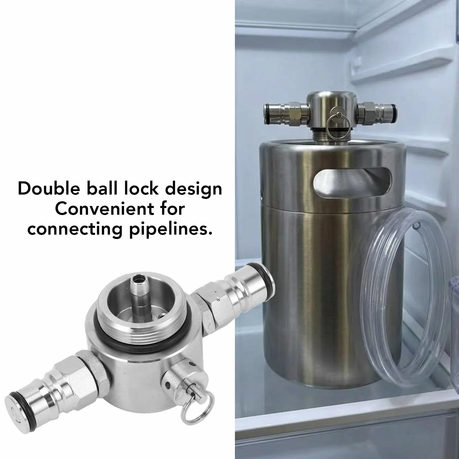 Naroote Lanza de Barril de Cerveza de Acero Inoxidable Lanza Dispensadora de Cerveza con Cerradura de Bola Doble de Acero Inoxidable 304 con Válvula de Seguridad de 45 PSI Diseño de