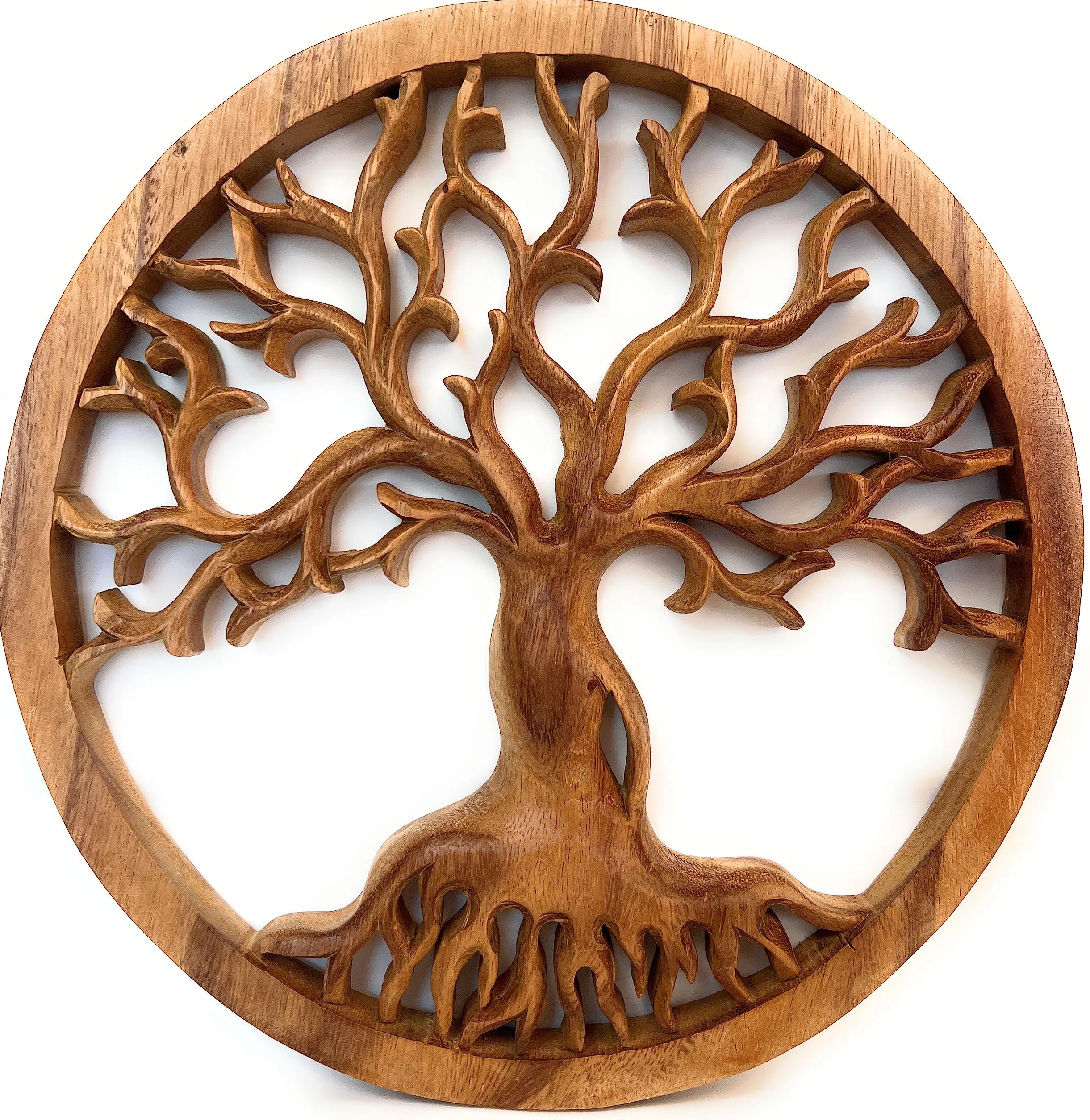 Trintura Árbol de la vida de madera de 30 cm – Decoración de pared de madera de acacia – Árbol de la vida – Objeto de pared de madera, decoración de pared, decoración vikinga, decoración de madera
