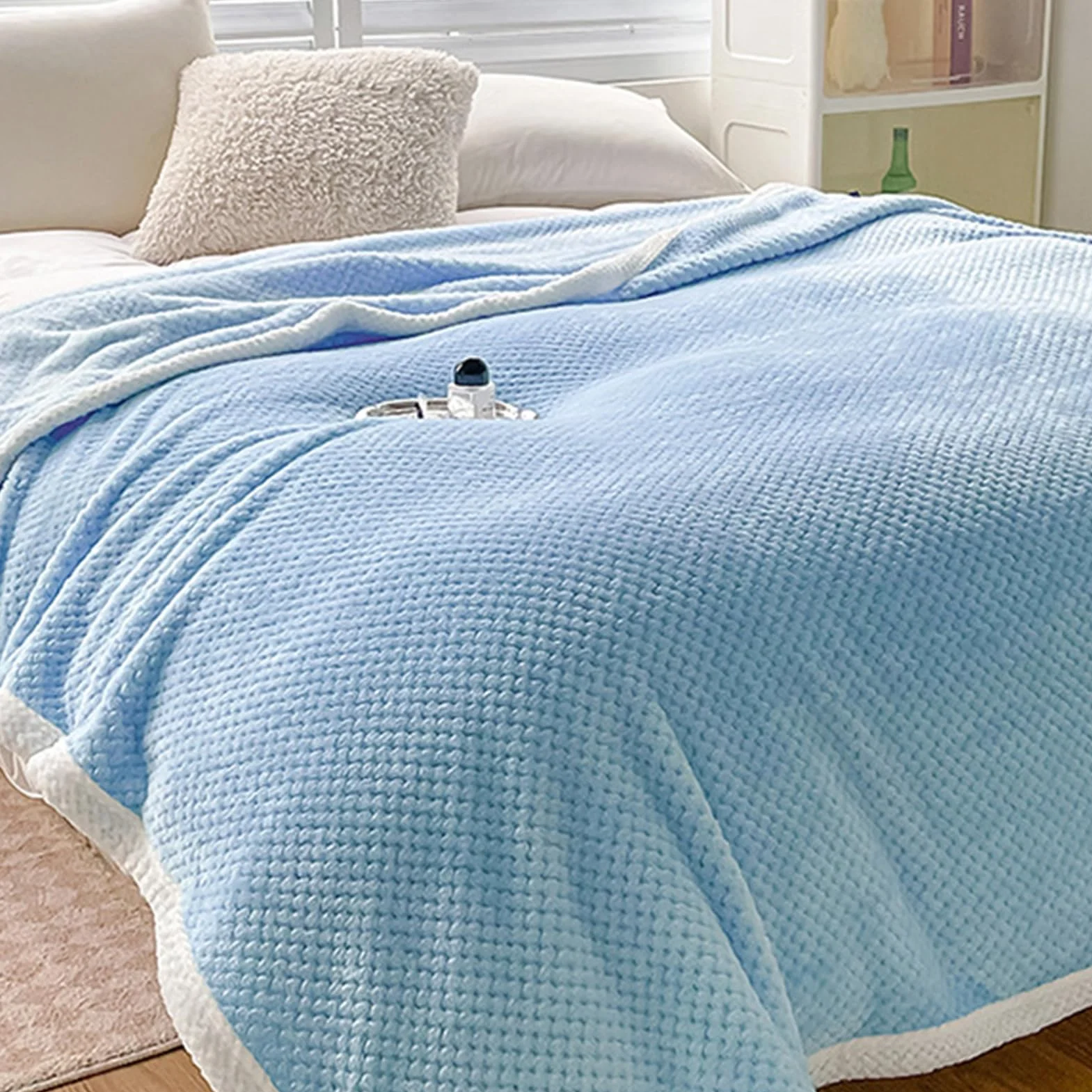Mantas para Sofá Tacto Suave y Cálido Manta Sofa o Mantas para Cama Ligeras Mantas para Cama de Reversible 200 x 230 cm, Verde