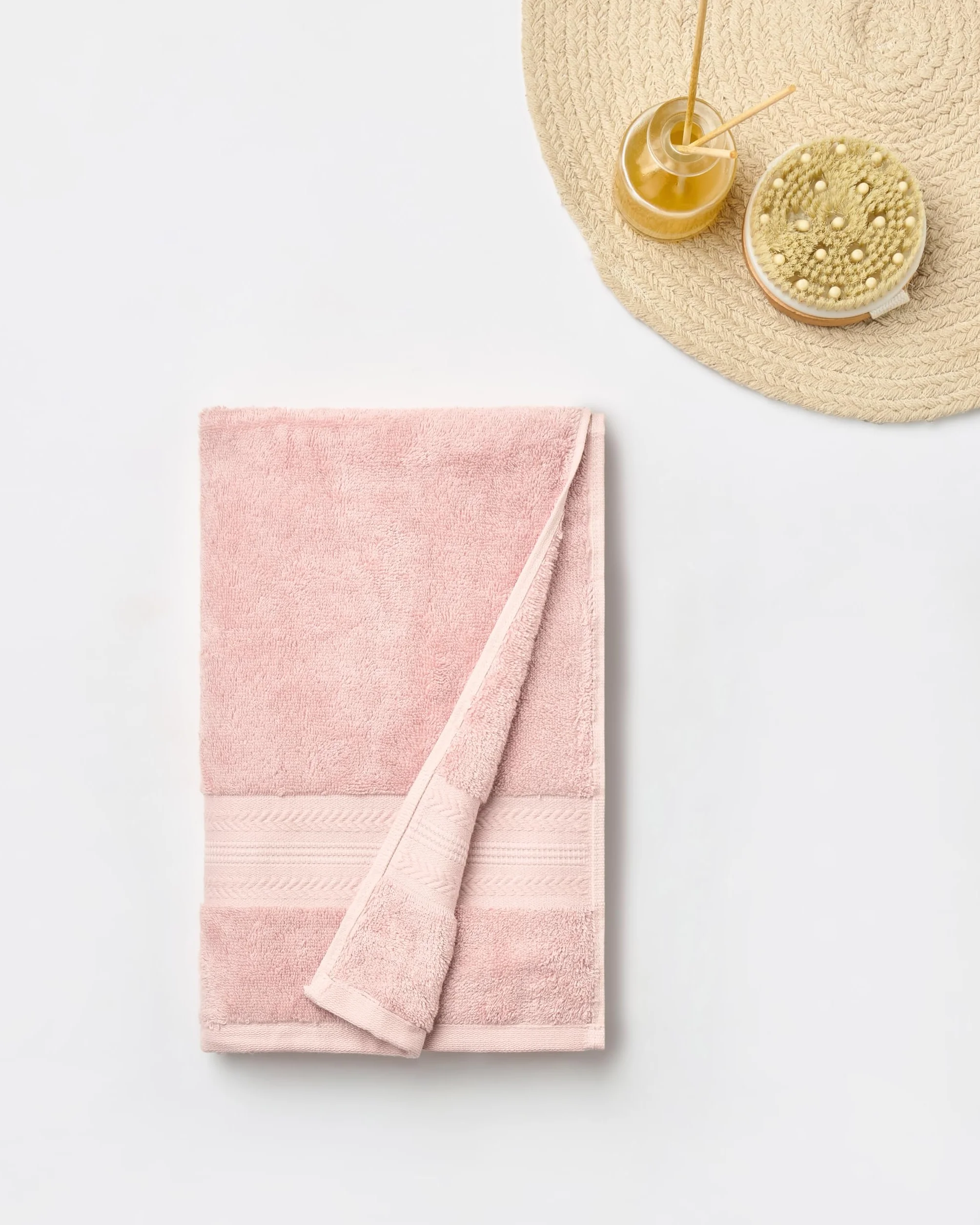 Himeya Toalla de baño de bambú, 600 g/m², 1 toalla de bambú para hombres y mujeres, 100% algodón, 70 x 140 cm, color rosa mantequilla