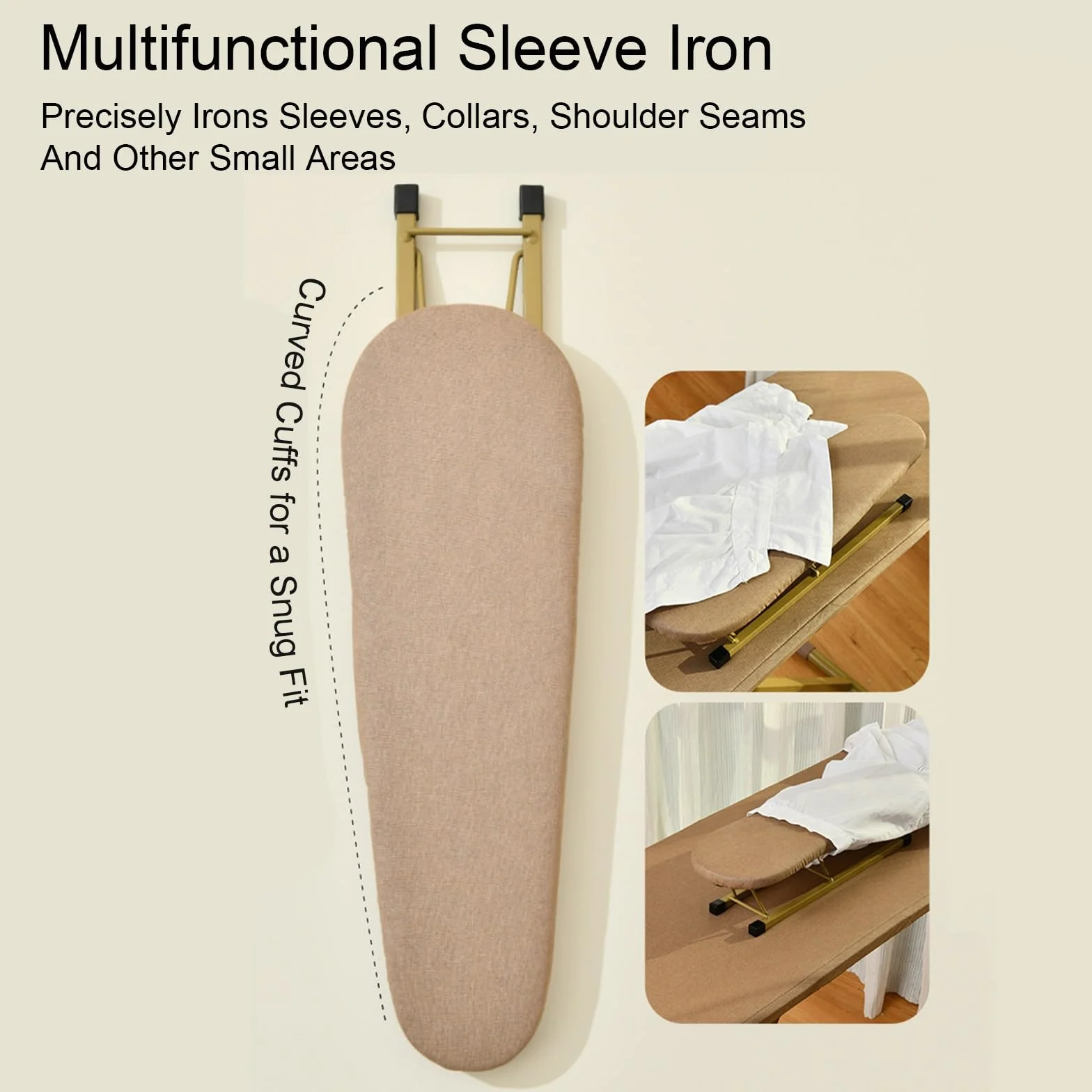 Tabla de Planchar de 7 Alturas Ajustable con Soporte para Plancha, Mesa Planchar Plegable con Soporte para Mangas, Ironing Board de Pie para Hogar y Lavadero(Brown)