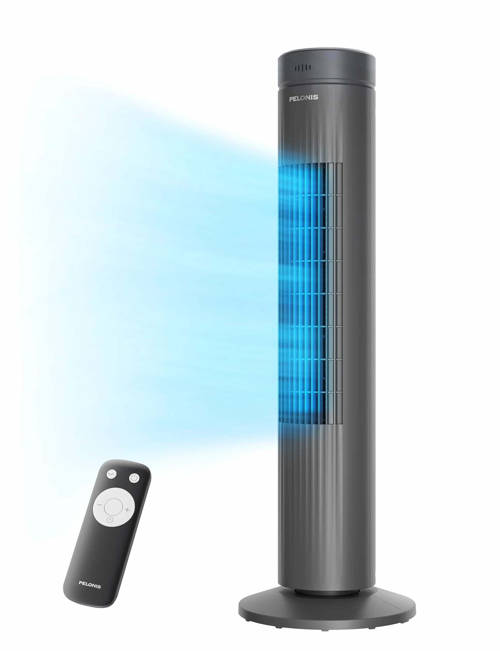 Pelonis 76CM Ventilador de Torre con Mando, 3 Velocidades Ajustables, Enfriamiento Ultra Silencioso, Temporizador de 7 Horas, Perfecto para Hogar, Oficina y Dormitorio